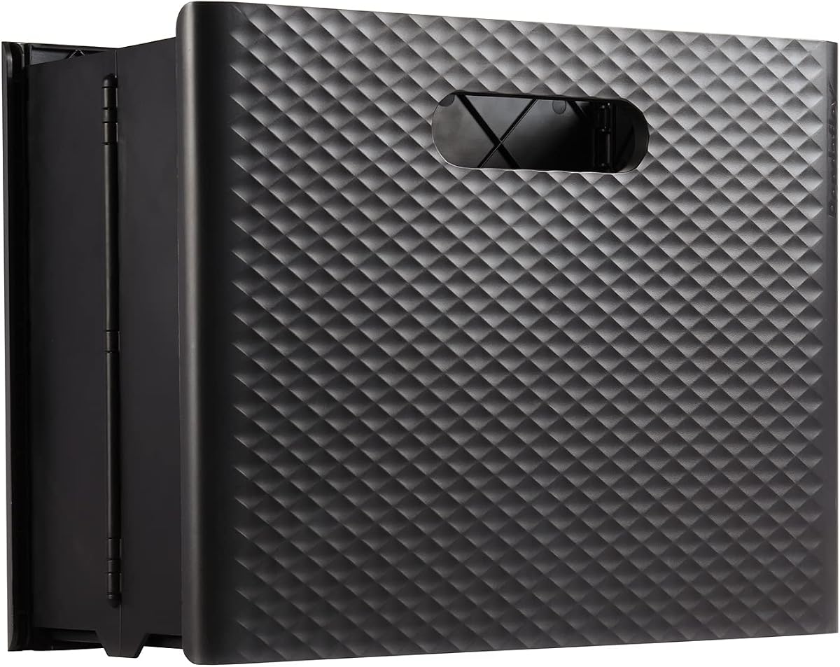 Pendaflex Mobile File Box with Handles, Easy Set Up, Collapse Down and Store Away, 13"W x 10"H x 6.5"D, Holds Letter Size Files, Black (126118)