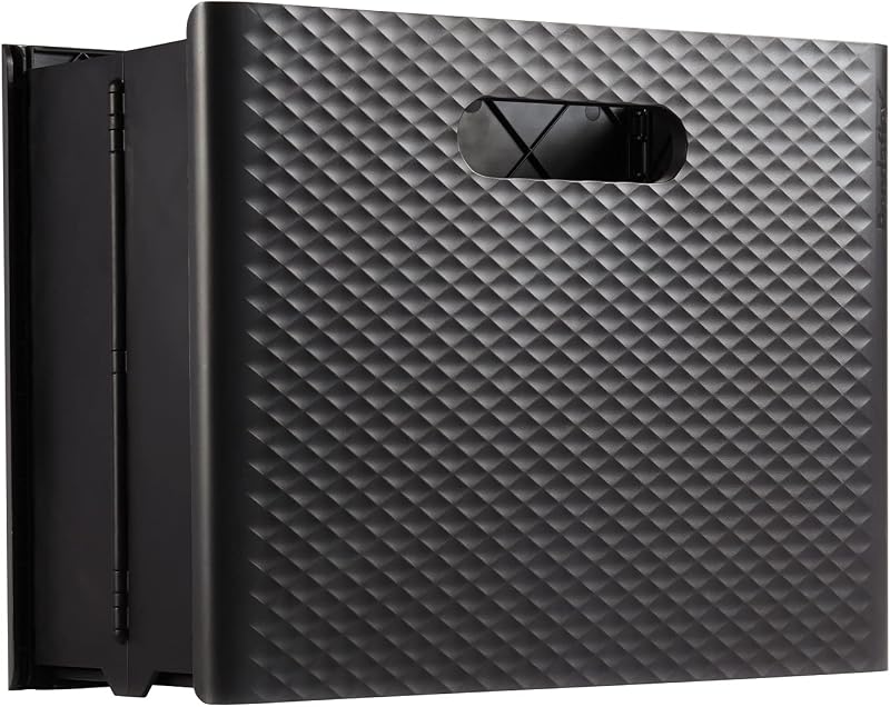Pendaflex Mobile File Box with Handles, Easy Set Up, Collapse Down and Store Away, 13"W x 10"H x 6.5"D, Holds Letter Size Files, Black (126118)