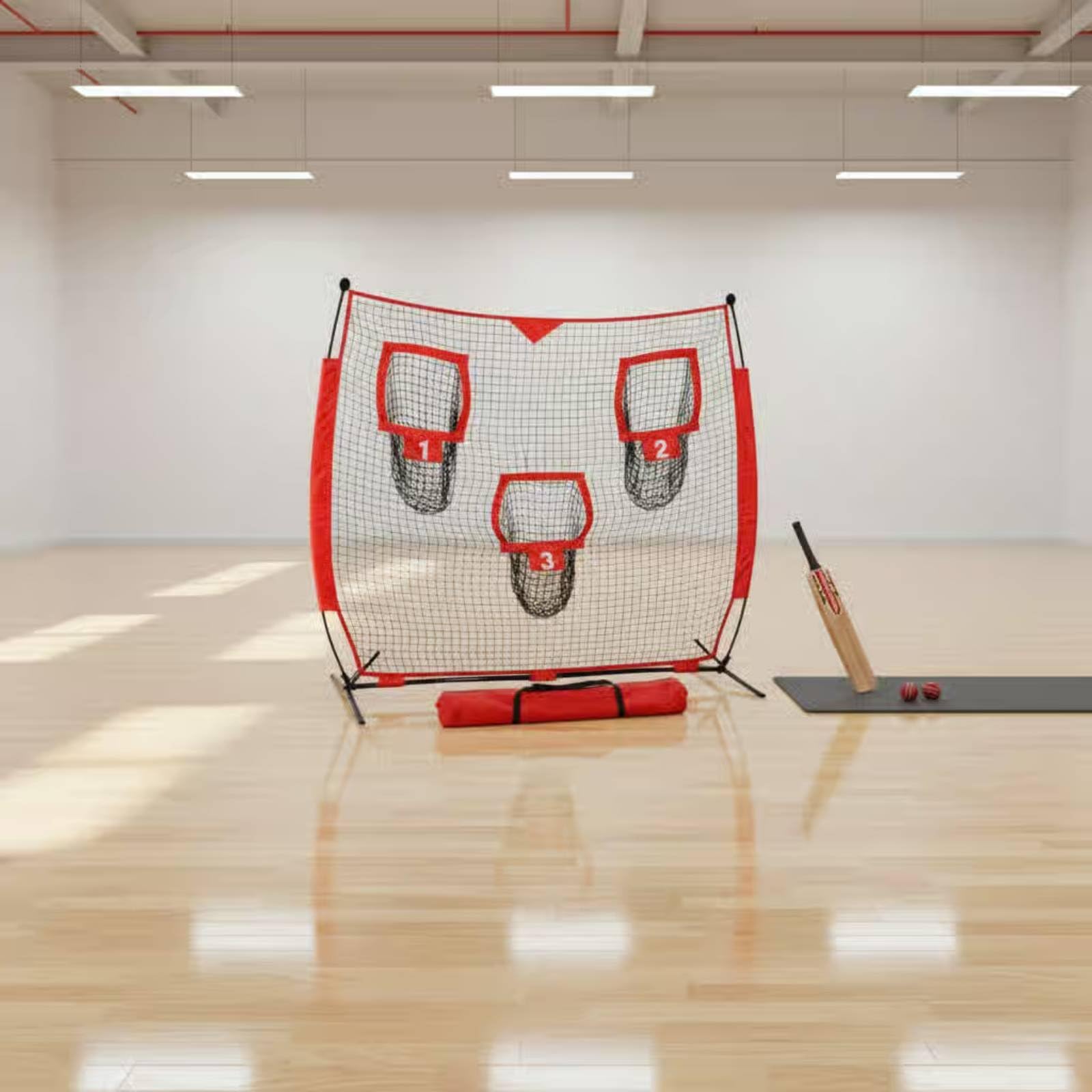 Milageto Rete di Allenamento a 3 Fori Versatile Rete da Pitching Alta Densità Attrezzatura Sportiva per Campo Sportivo