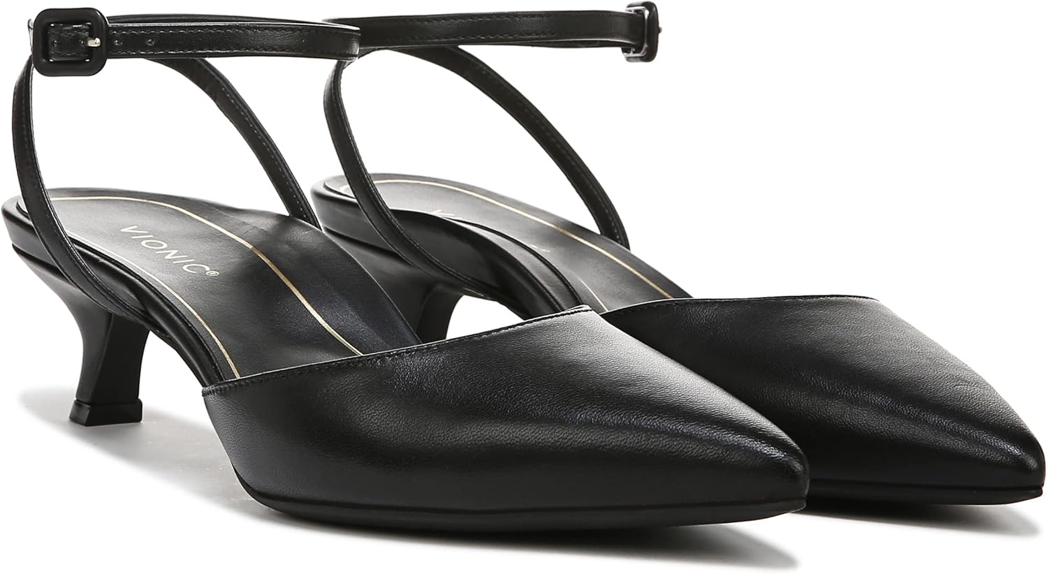 Vionic Women's Primrose Jacynda Strappy Kitten Heel- Supportive Ladies Dress Ankle-Strap Heels That Include Three-Zone Comfort with Orthotic Insole Arch Support, Medium Fit Sizes 5-11