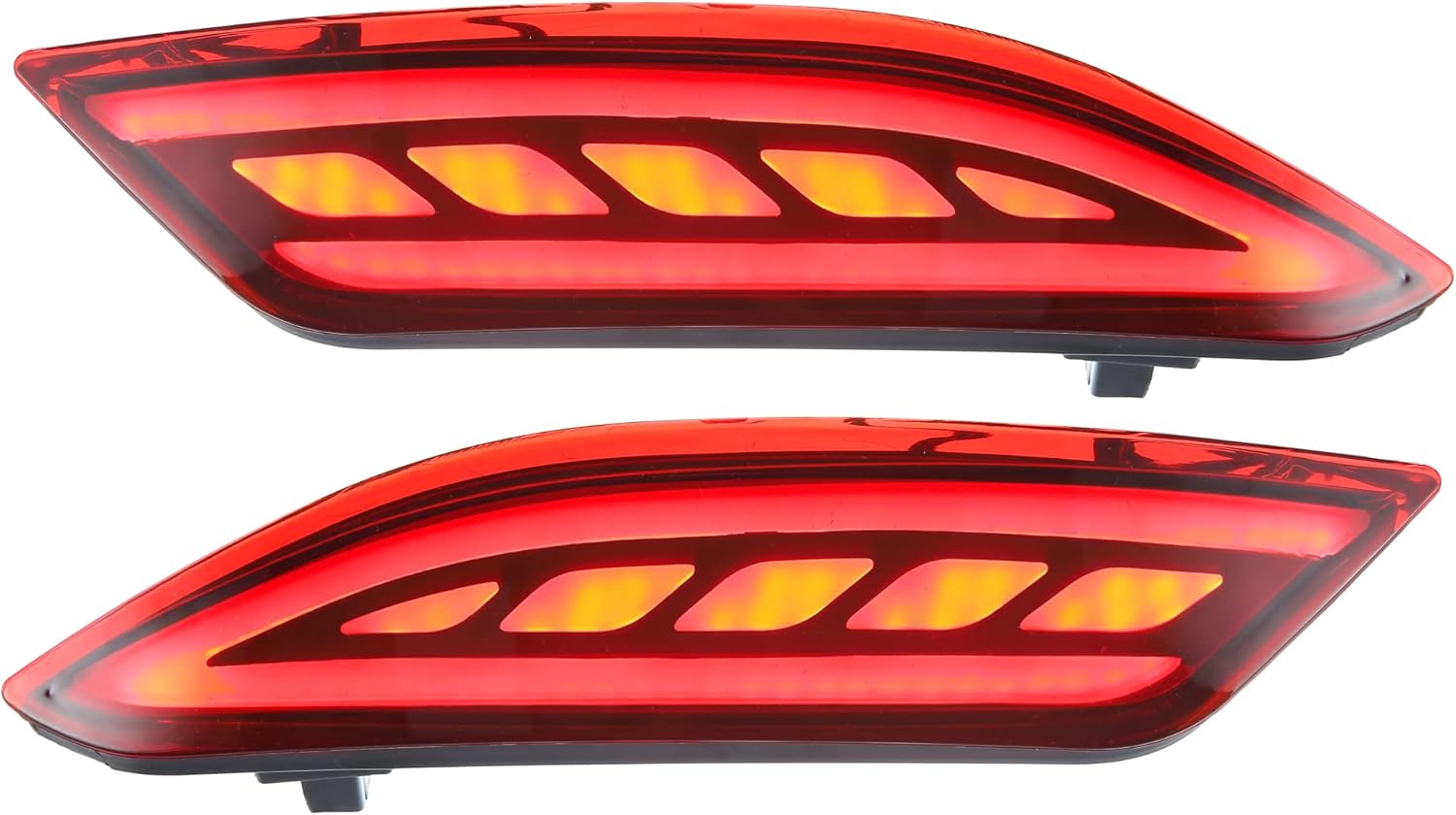 Rear Bumper Reflector LED Fog Brake Tail Turn Signal Light 33505T7SA01 33555T7SA01 Red Yellow for Honda HR-V 2015-2021 Red Lens (Set of 2)