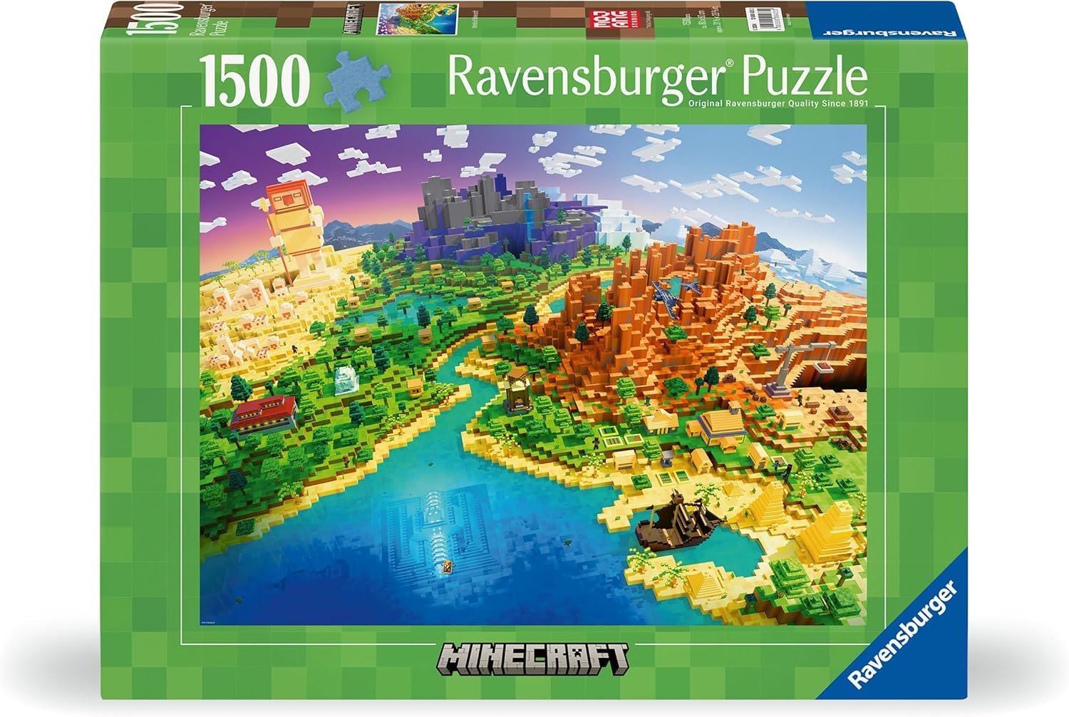 Ravensburger - Puzzle 1500 Pezzi Minecraft | Puzzle Per Adulti 1500 Pezzi | Puzzle Adulti Per Bambini Dai 14 Anni In Su | Regalo Compleanno Per Bambini Dai 14 Anni In Su | Misure 80x60cm