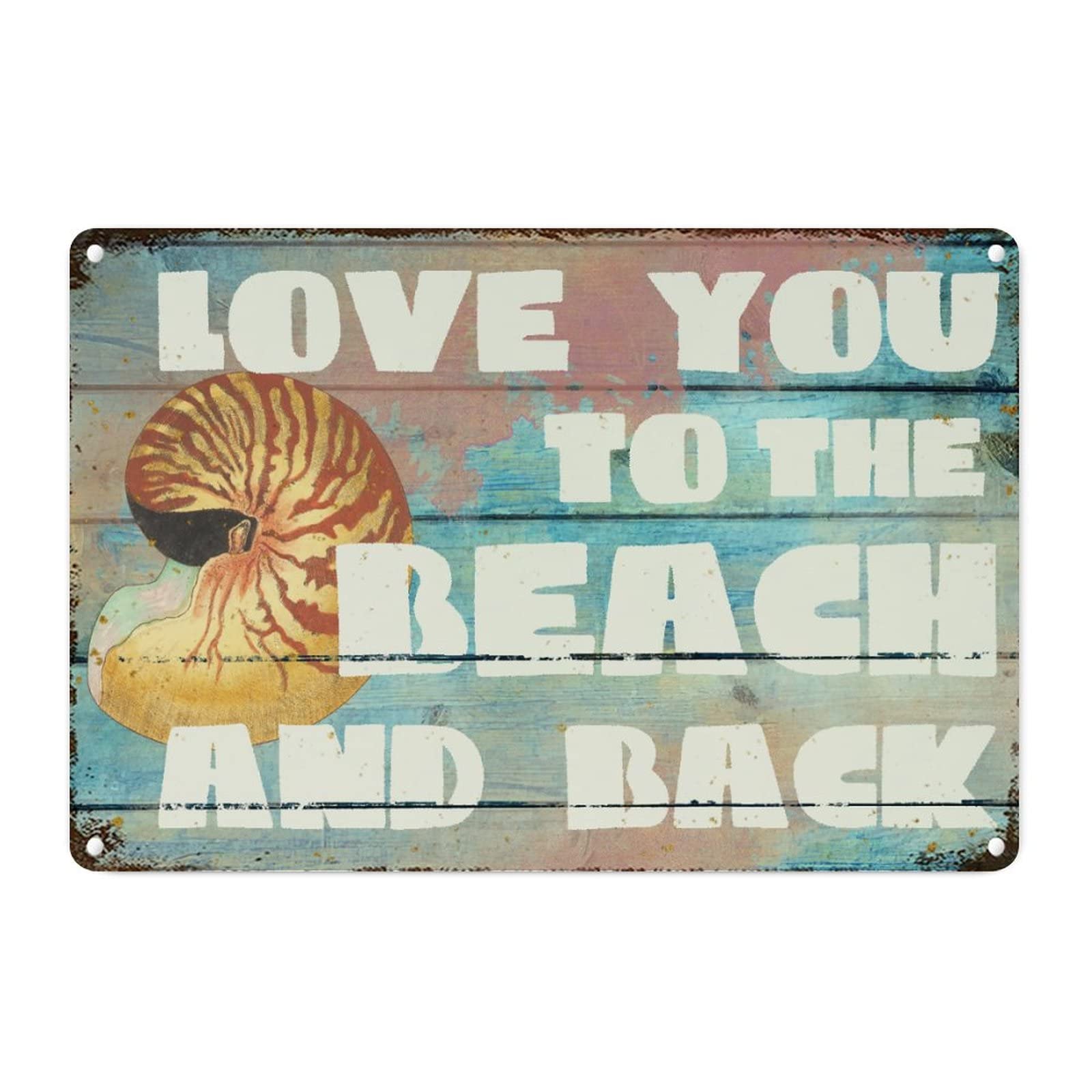 Panneau en métal décor océan Love You To The Beach And Back pour un porche accueillant