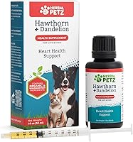 Vista 1 de Hawthorn + diente de león para gatos y perros – Suplemento de salud herbal, circulación, corazón saludable, equilibrio de líquidos, botella
