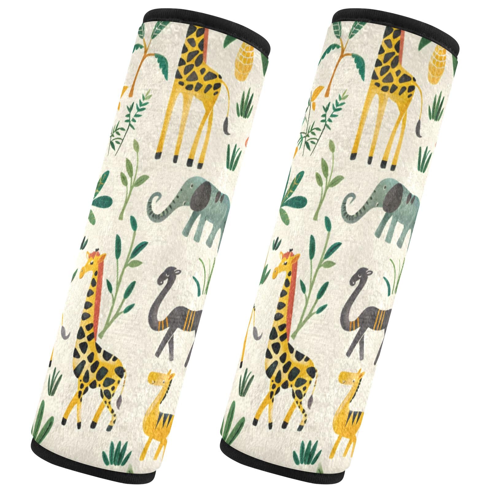 senya Giraffes Tree 2 Pack Soft Auto Seat Belt Cover Seatbelt Shoulder Pad for More Comfortable Driving, 10 x 7.7 inch