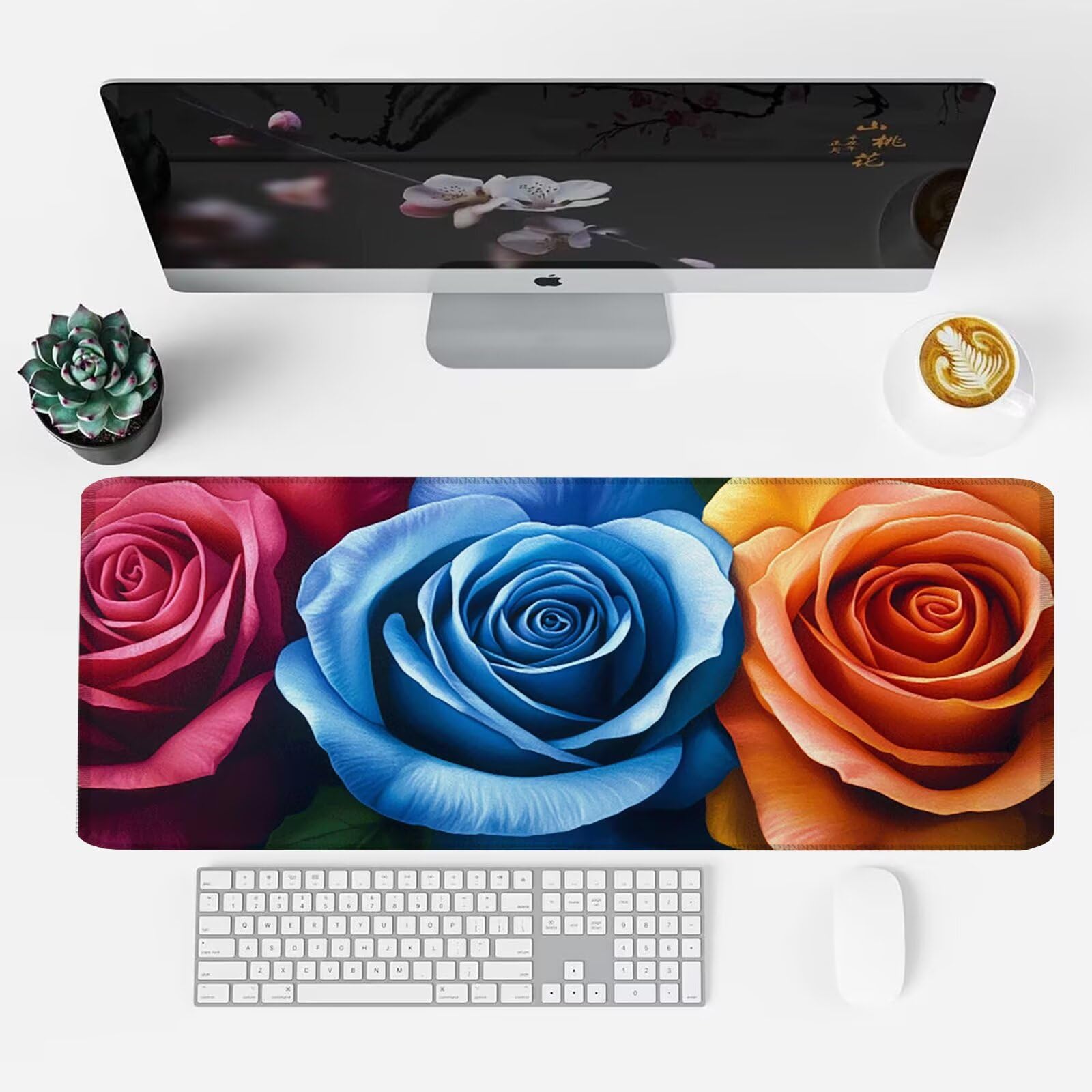 Podkładka pod mysz, XXL 1200 x 600 podkładka pod mysz dla graczy, wodoodporna gumowa podstawa, duża podkładka pod mysz do gier na biurko szyte krawędzie wodoodporna antypoślizgowa do biura różowe