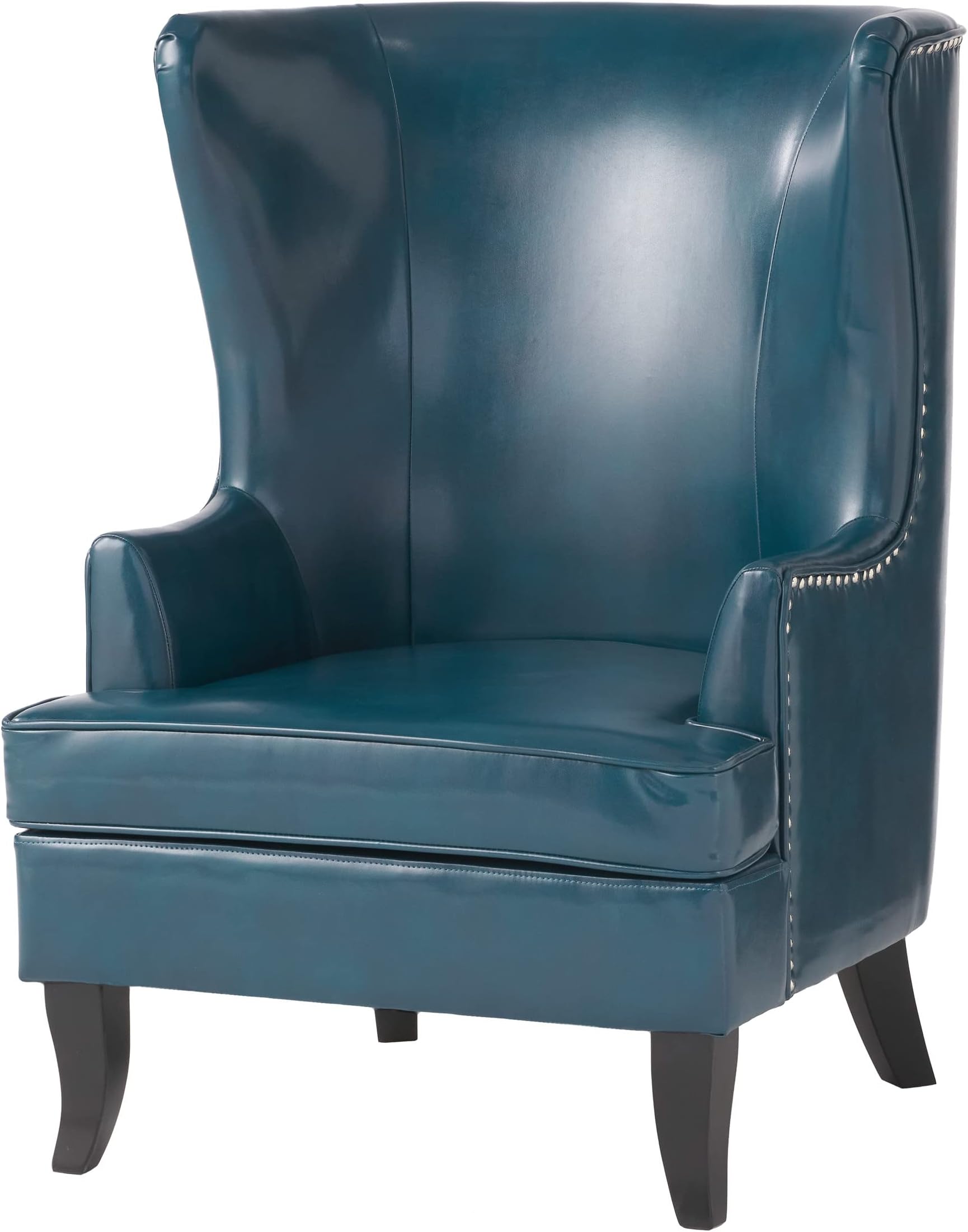 Christopher Knight Home Canterbury High Back Wing Chair,Leather, Teal