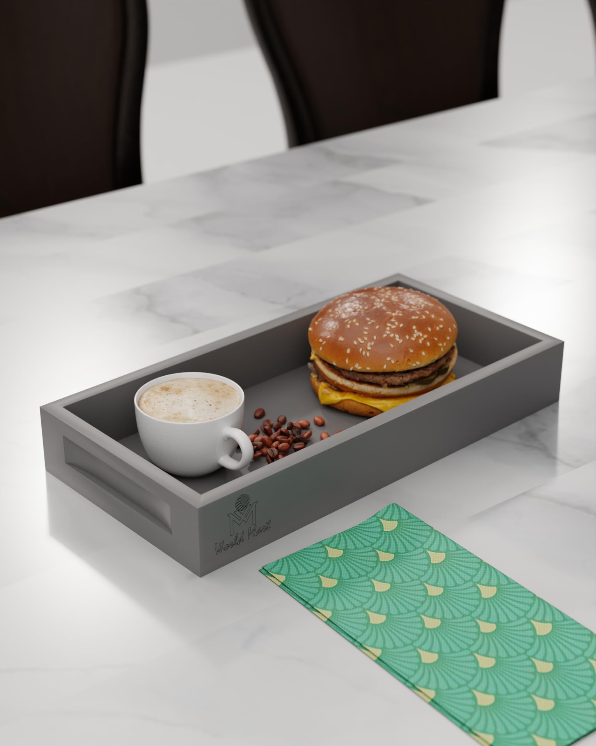 Black Wooden Serving Trays - Set of 2 -12