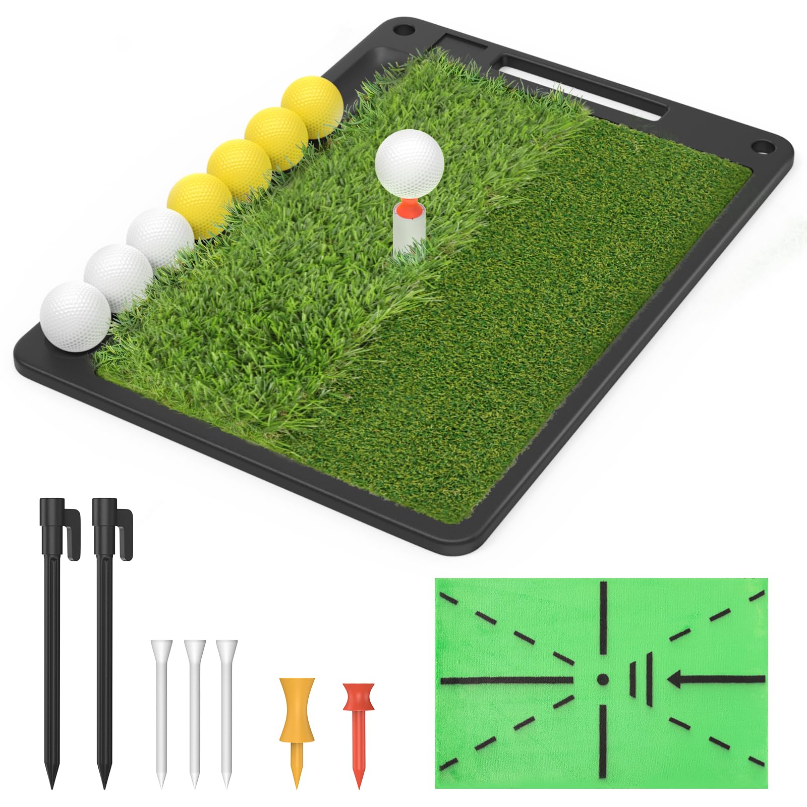 IMAYCC 3-In-1 Golf Mats, Portable Golf Practice Mat for Indoor and Outdoor, Golf Hitting Mat with Non-slip Rubber Base, Improve Your Swing with Instant Feedback, Golfe r Gifts for Men Women