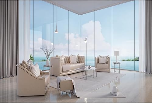 Modern Luxury Sea View Living Room Backdrop Beach Window Business Office Interio