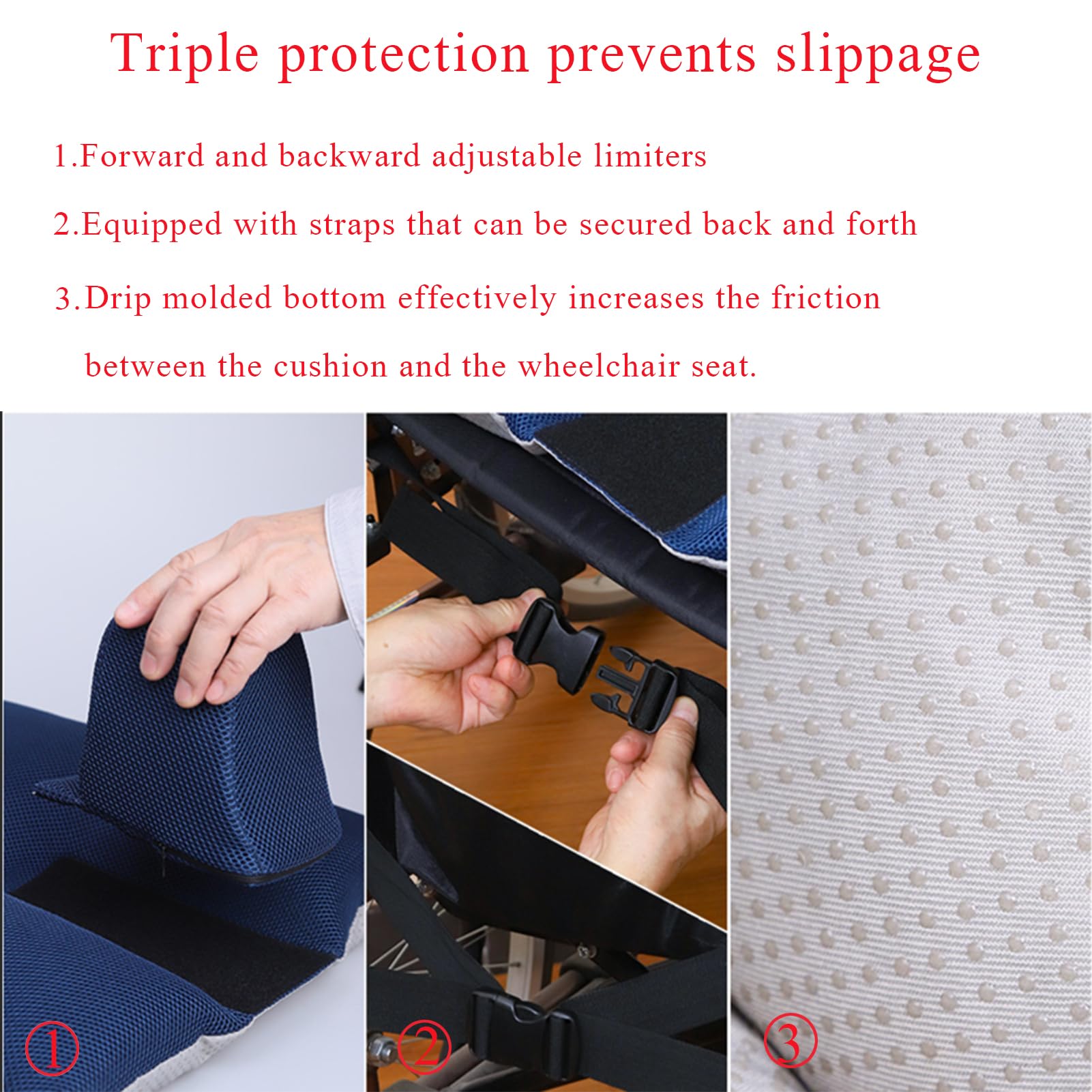 Cojín para silla de ruedas con cinturón de seguridad, diseño antideslizante para personas mayores, evita el deslizamiento hacia adelante, facilita el posicionamiento, la transferencia y alivia la