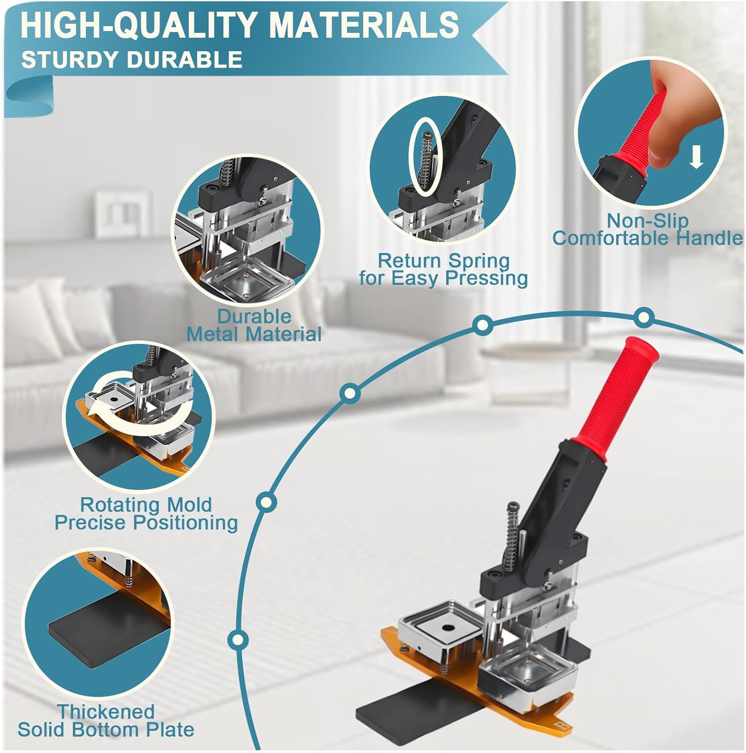 2.5x2.5in Fridge Magnet Maker Machine Magnet Badge Making Machine Kit Square Button Press Machine with Paper Cutter 1000 Sets Consumables for Display Rack Metal Door 50 * 50-Acrylic
