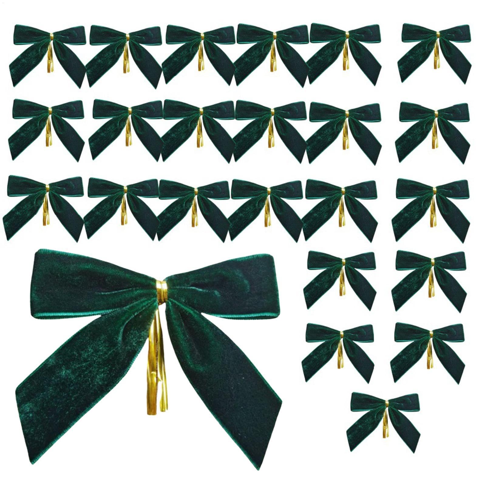 24 Pieces Green Velvet Bows For Christmas Tree Christmas Tree Bows ...