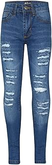 A2Z 4 Kids Girls Denim Ripped Jeans Comfort Skinny Stretch Jeans Lightweight Trendy Denim Cotton Pant for Age 3-14 Years