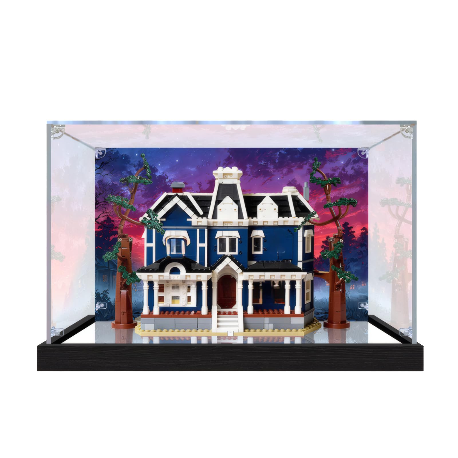 Stranger Things: The Creel House Acrylic Display Case for Lego 11370, Transparent Dustproof Storage Box (Model Not Included) (Background Build + Mirror)