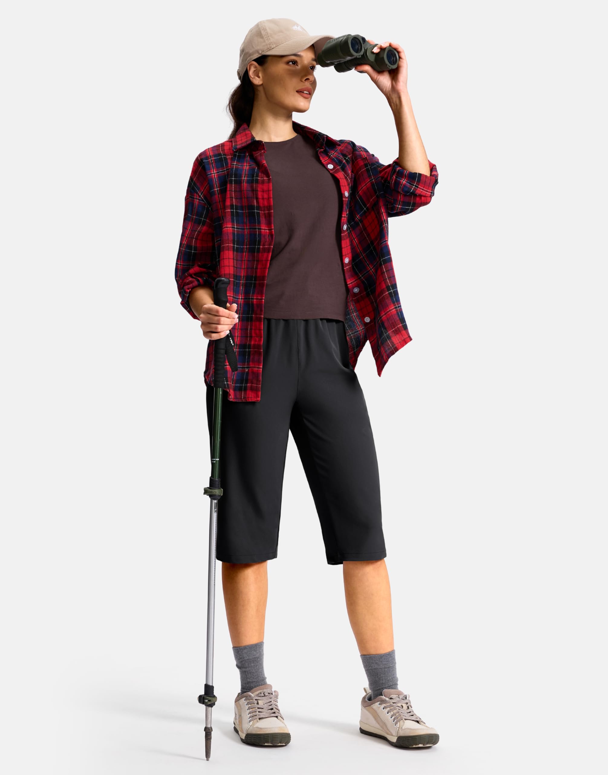 G Gradual Women's 15" Long Hiking Shorts with Zipper Pocket Below The Knee Capris Lightweight Bermuda Shorts for Women — view 7