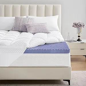 downluxe 4 Inch Full Size Memory Foam Mattress Topper Pro Dual Layer 2 Inch Cooling Gel Egg Crate Memory Foam Plus 2 Inch Pillow Top Medium Firm with Deep Pocket
