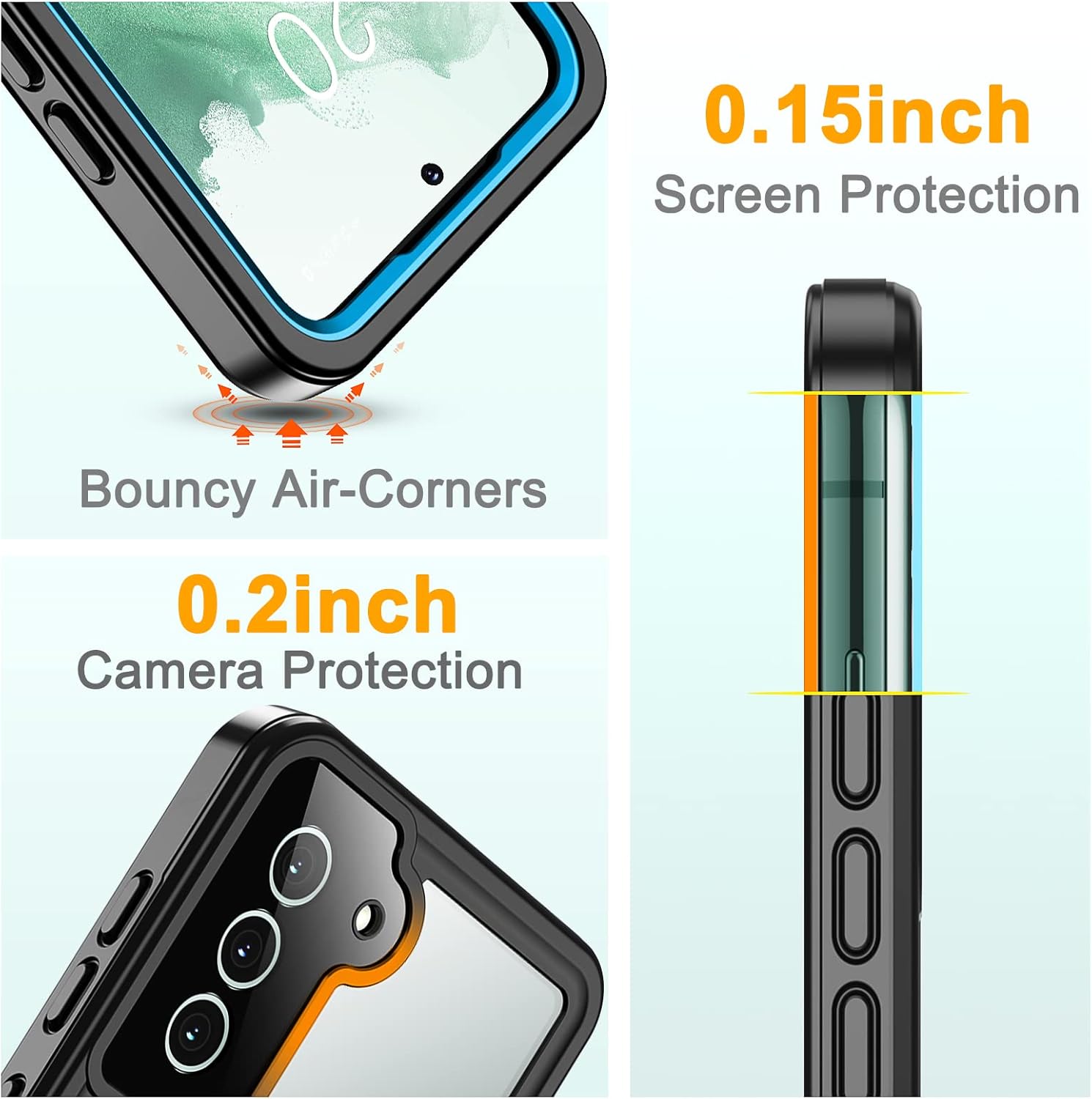 Temdan for Samsung Galaxy S22 Case,Waterproof Samsung S22 Case with Built-in Screen Protector Shockproof Dustproof Heavy Duty Full Body Protective Case for Samsung Galaxy S22 5G 6.1'' Light Blue