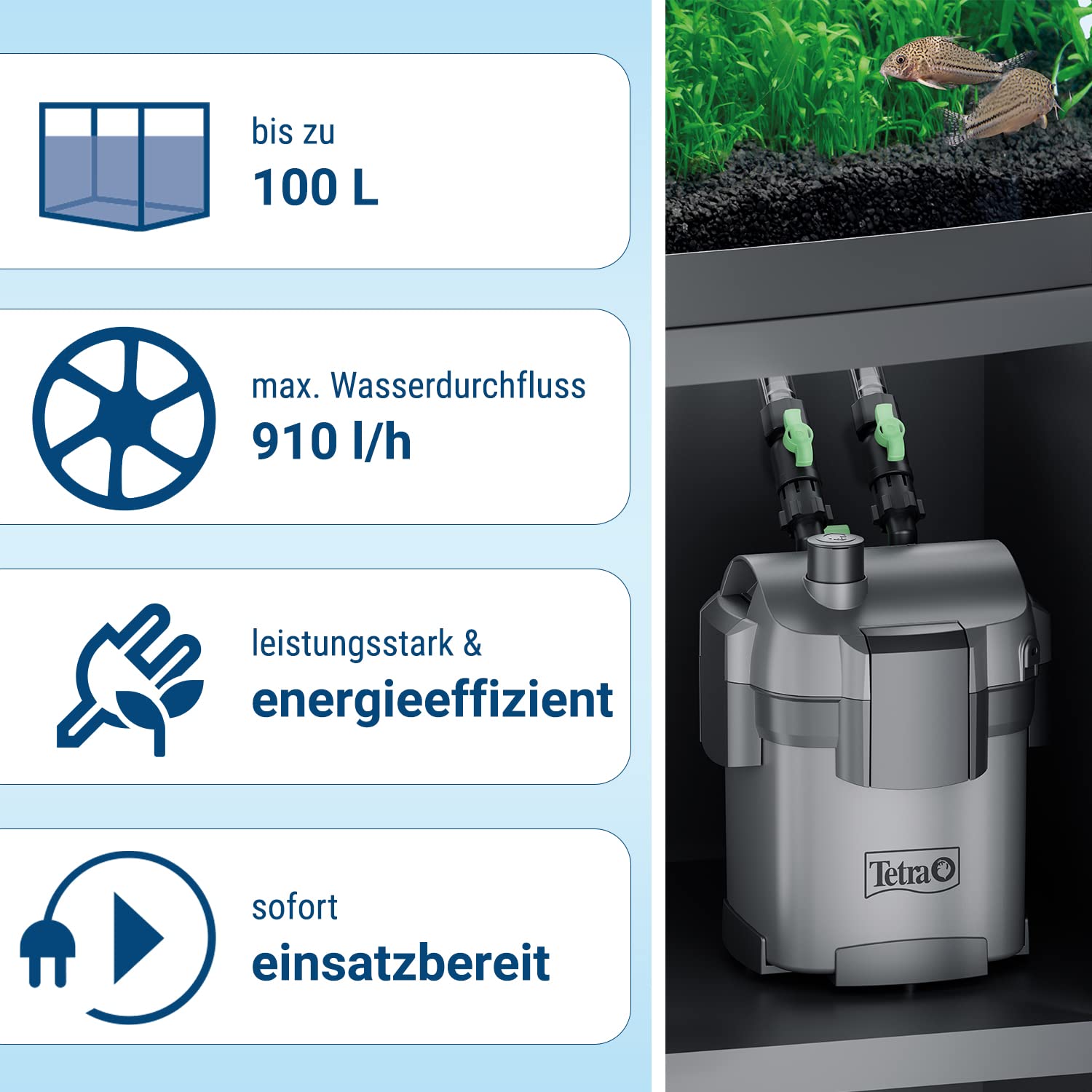Tetra Aquarium Außenfilter EX 500 Plus - leistungsstarker Filter für Aquarien bis 100 L + Tetra FilterActive Bacteria, 250 ml