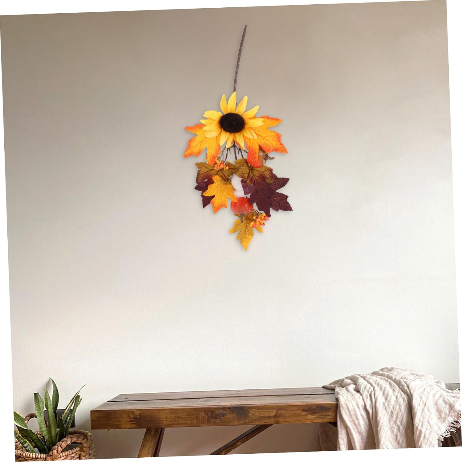 Holibanna Thanksgiving Fall Artificial Pumpkin Maple Leaf Wall Pendant for Door Autumn Hanging Decoration for Indoor Outdoor for Thanksgiving Harvest