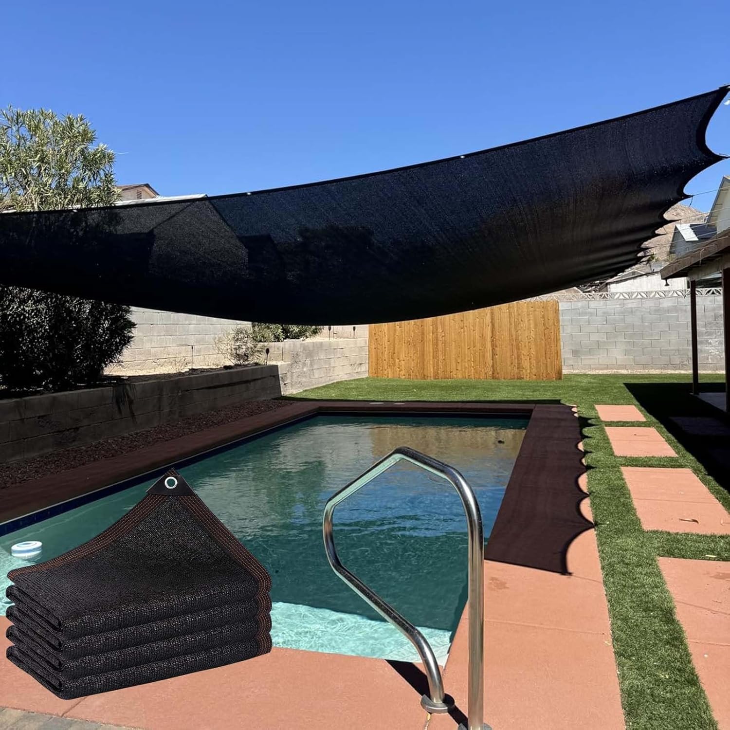 Shade Cloth 90% 10x10ft with Grommets - Mesh Shade Sail for Garden, Greenhouse, Outdoor Pergola - 10x20ft Shade Netting for Plants