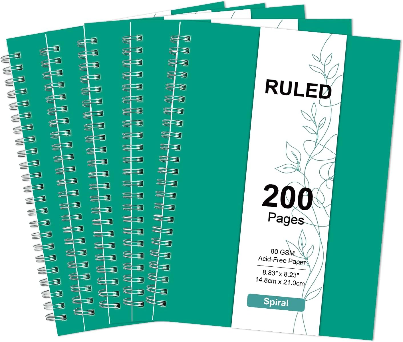 RICHER HOUSE 5 Pack A5 Line Notebook, 200 Pages Spiral Notebook | Ruled ...