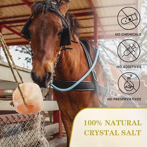 Miniatura 10 de Paquete de 2 unidades de sal del Himalaya lamiendo minerales naturales en cuerda para caballos, ganados, ciervos, cabras y otros ganados, de larga