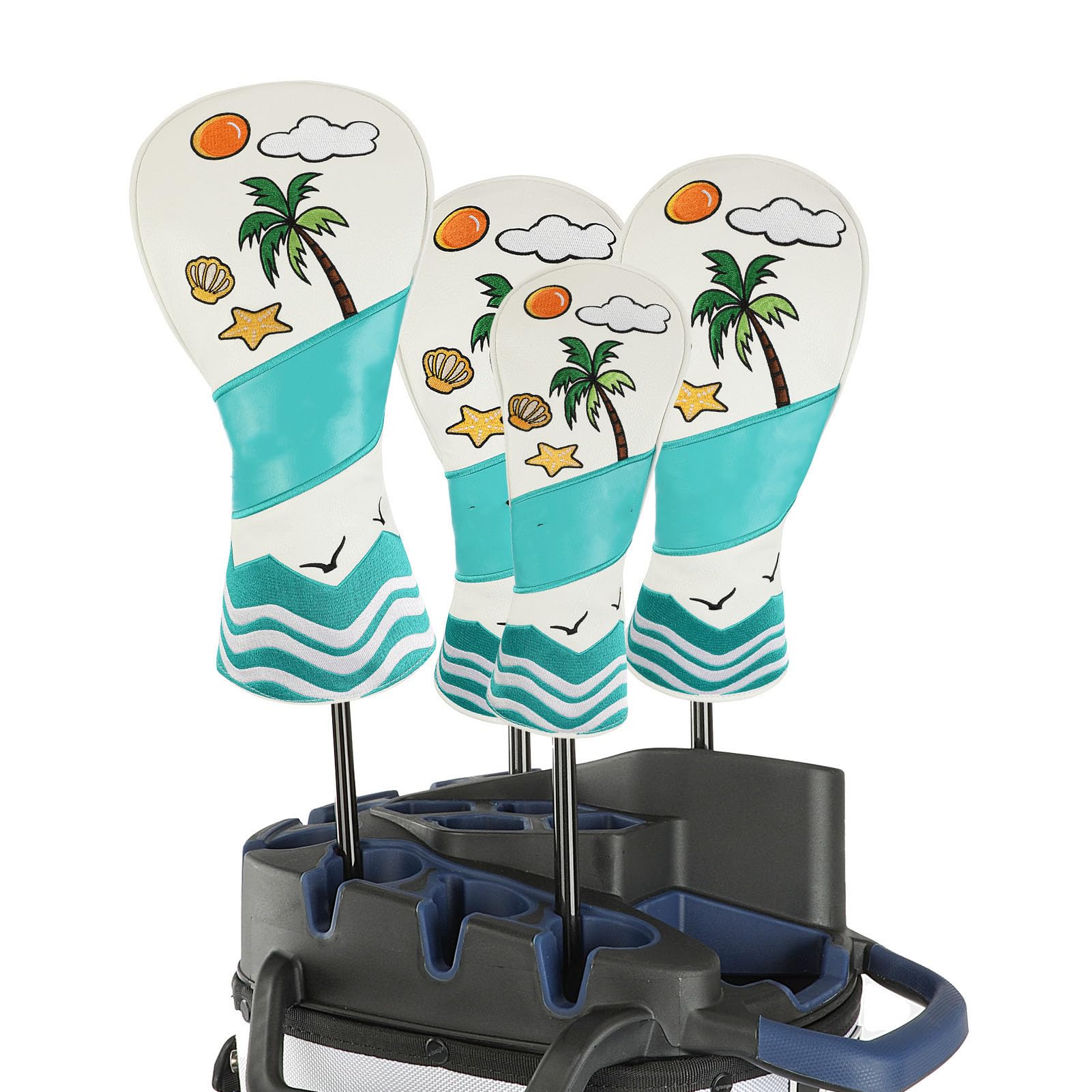 Naroote Putter-Abdeckung, 4-teiliges Golfschlägerkopf-Abdeckungs-Set mit Plüschfutter und PU-Leder, Golf-Abdeckung, Schmutzabweisend, Sonnenfest, Ideal für Golf-Putter-Hölzer-Hybride