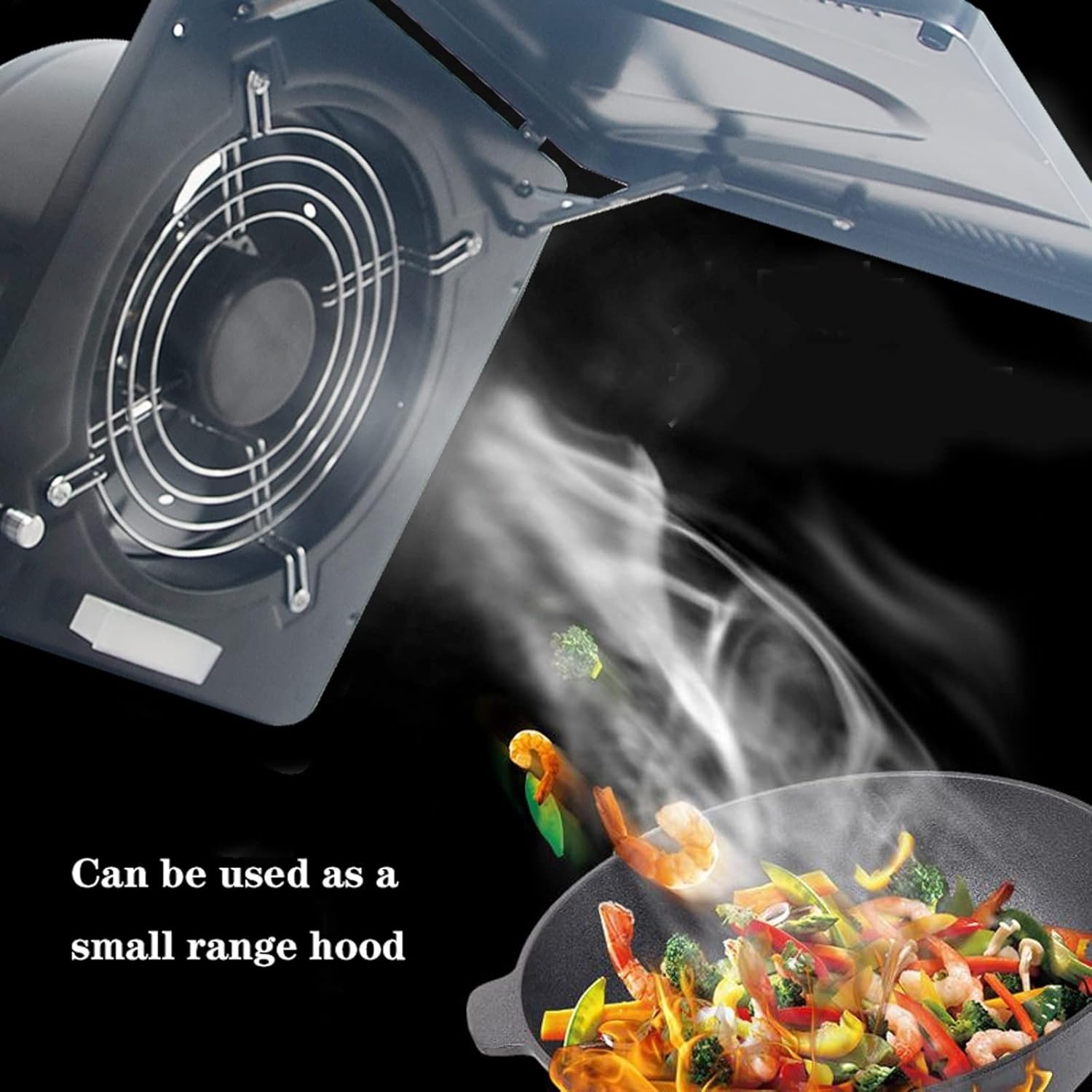 Ventilation Fan 10" Clamshell Ventilation Fan Household Kitchen Fume Exhaust Fan High-Power Range Hood with Cover, Stepless Speed Regulation, Black, 100W, 1218CFM ventilating Fan