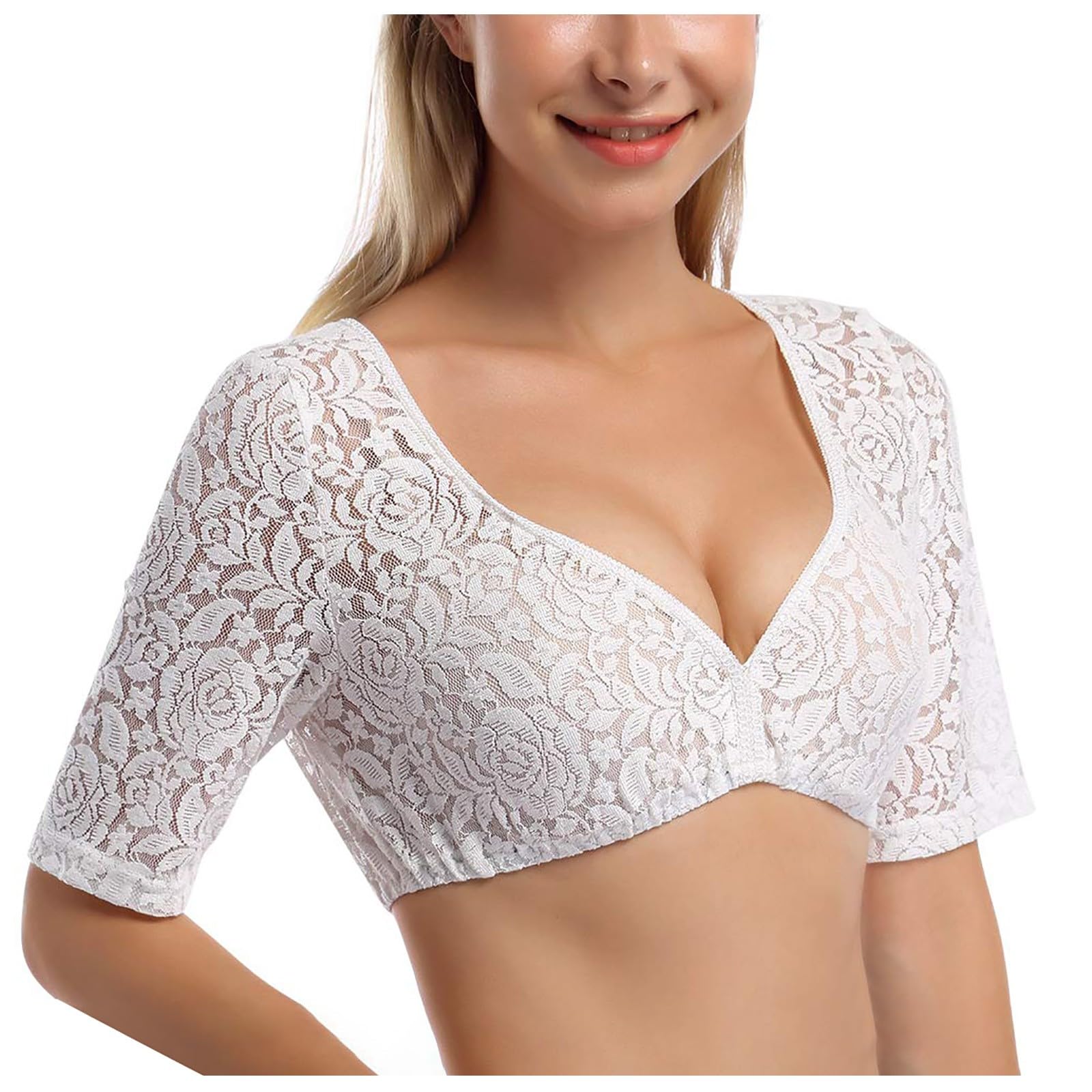 Generisch Dirndlblusen Für Damen Trachtenbluse Damen Dirndl Bluse Damen Transparent Mit Dirndl Bluse Spitze Bayerischem Trachtenmieder Schlicht Spitze Oberteile Blusen Für Oktoberfest Und Festnächte