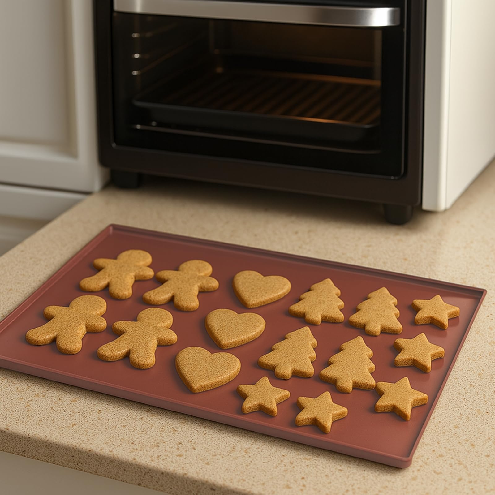 6 tapis en silicone pour déshydrateur, adaptés aux plateaux métalliques 30 cm x 33 cm, surface antiadhérente, compatibles avec le four, sans BPA, marron, pour feuilles de fruits, roulés de légumes et