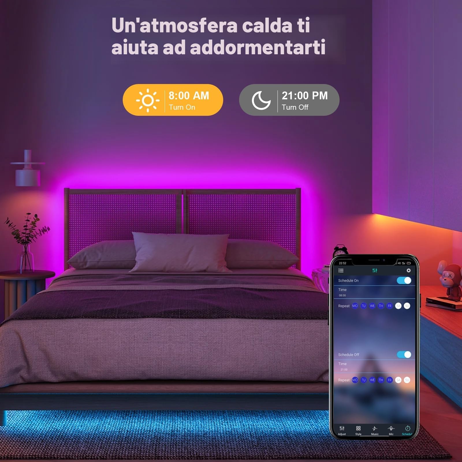 LUXONIC 16.4FT 5M Strisica LED Neon, RGB, Silicone Neon Luci LED Flessibile Bluetooth con APP e Telecomando, IP67 impermeabile, Sincronizzazione Musicale, Decorazione Esterna/Interna del partito