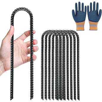 PASLFC Pack of 8 ground anchors trampoline U ground anchor 30 cm long 6 cm wide trampoline anchor ground ground spike ground anchor ground anchor ground anchor pegs stable trampoline attachment ground 8 pieces