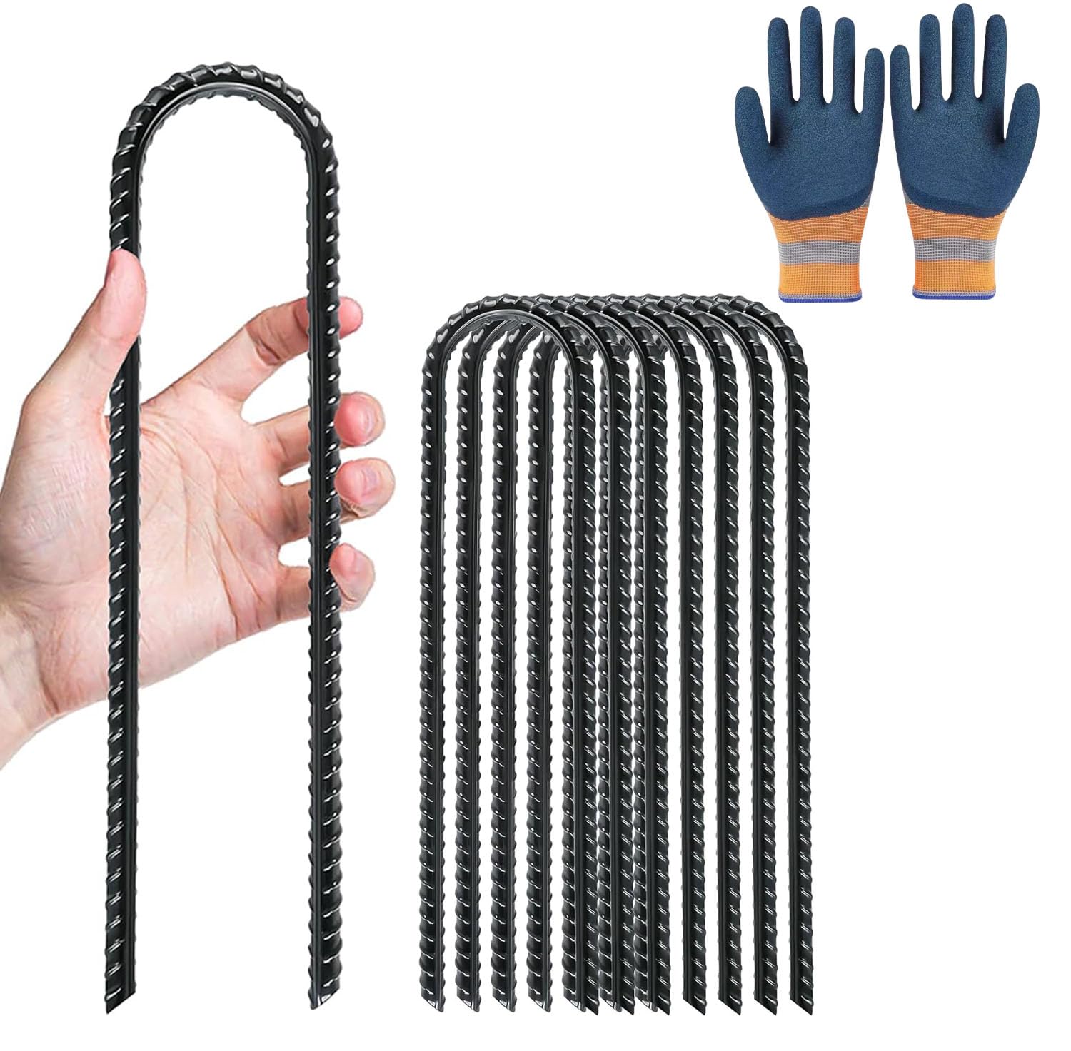 PASLFC Pack of 8 ground anchors, trampoline U, ground anchor, 30 cm long, 6 cm wide, trampoline anchor ground, ground spike, ground anchor, ground anchor, ground anchor, pegs stable, trampoline-image-37