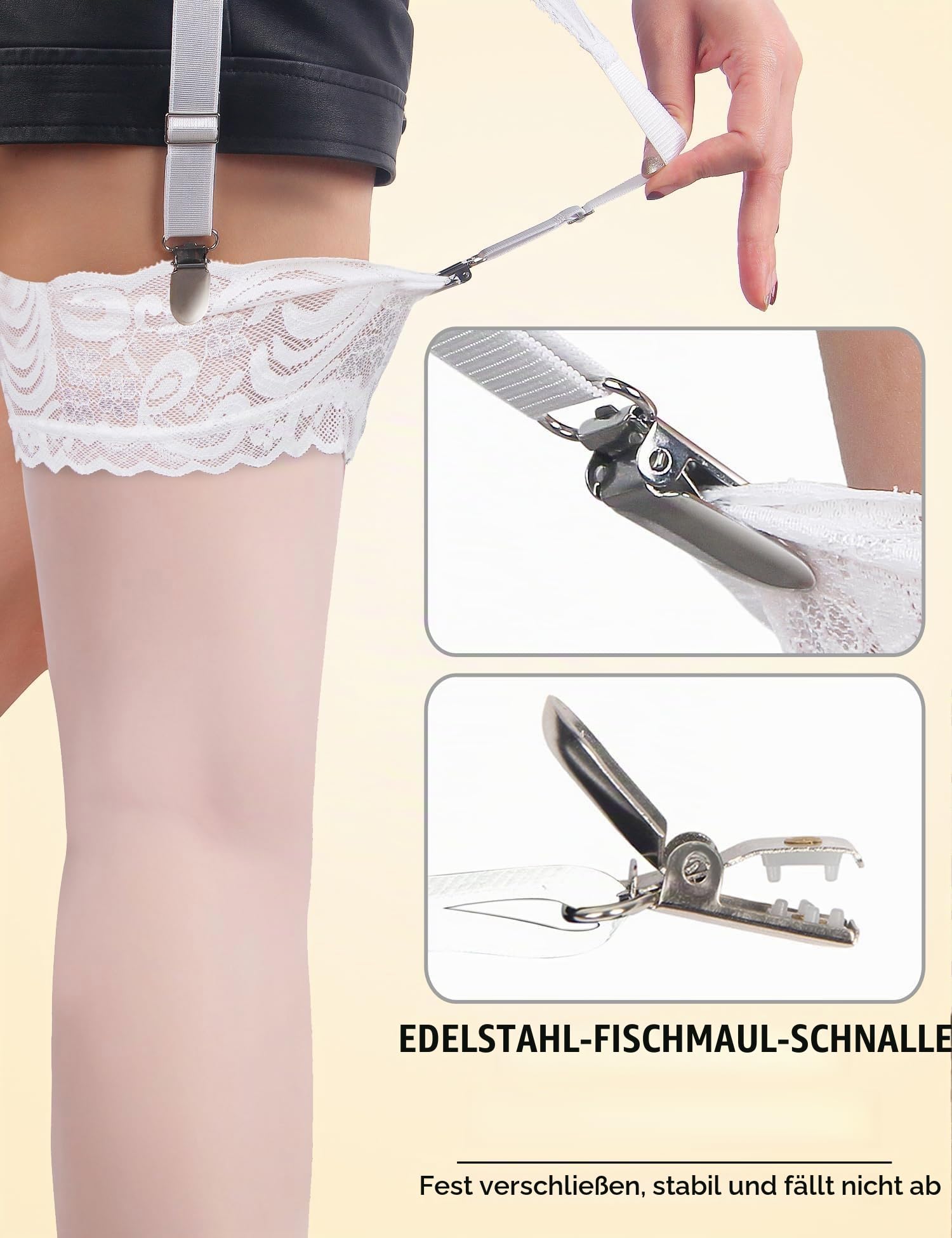ohmydear Damen Strapsgürtel Sexy Strumpfhalter Strapse für Damen Übergrößen | Spitze Strumpfgürtel Haken-Ösen, Strapse Dessous Breit, Strumpfband mit 6 Clips, Strapshalter ohne String, Mehrfarben