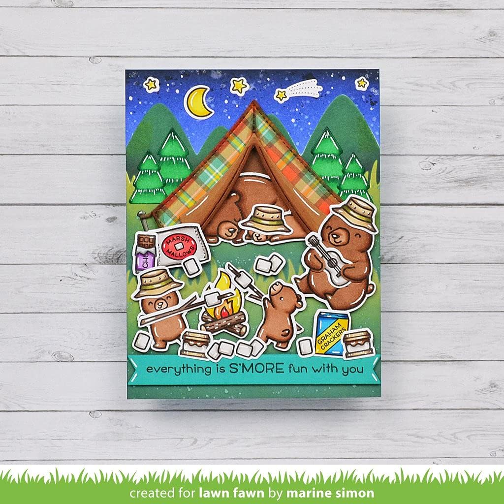 Lawn Fawn S'More The Merrier 4"x6" Clear Stamp Set and Coordinating Dies (LF2593 LF2594)
