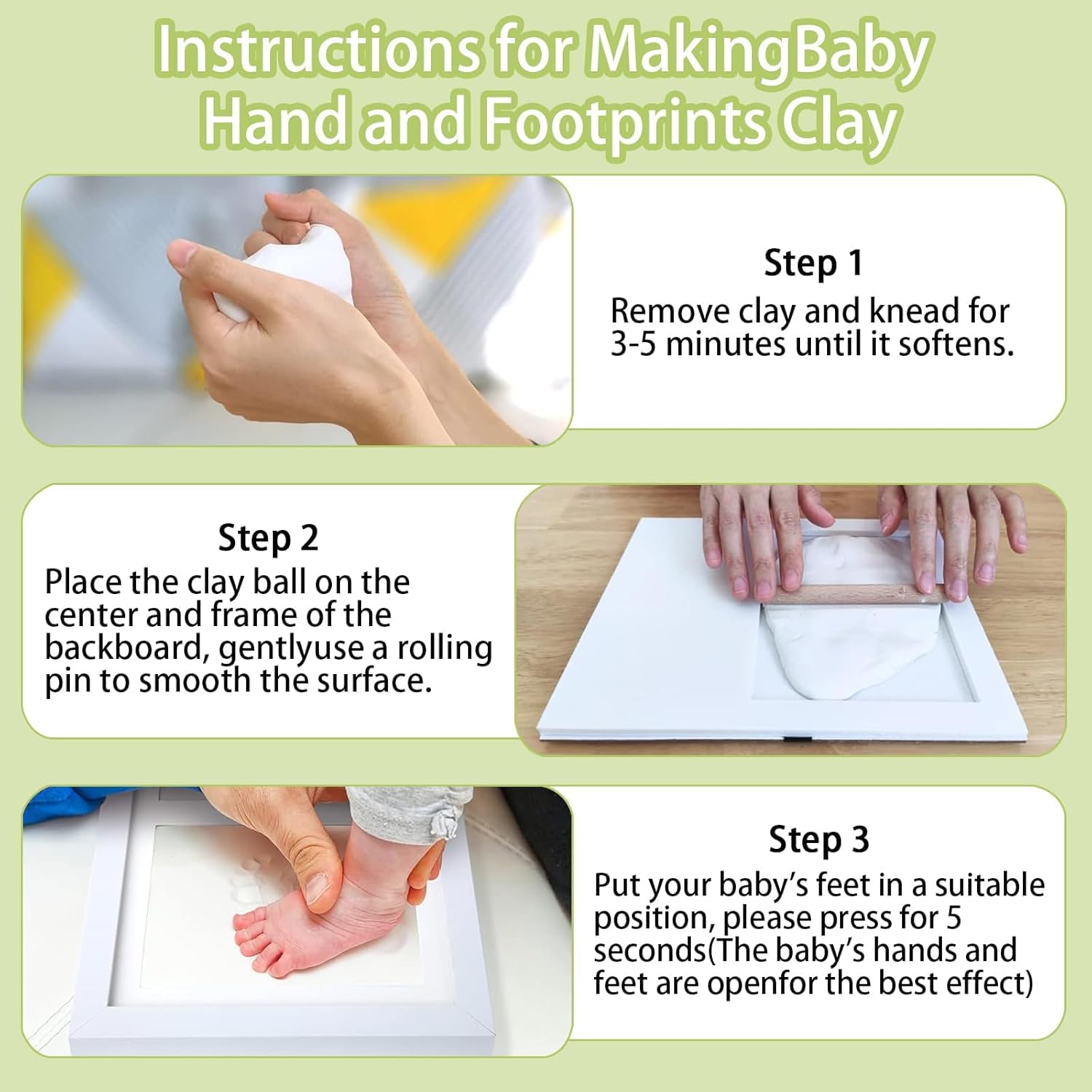 Cadre Empreintes Bébé, Kit Empreinte Pieds et Mains Bébé, Kit Empreinte Bebe pour Cadeau Bebe Naissance