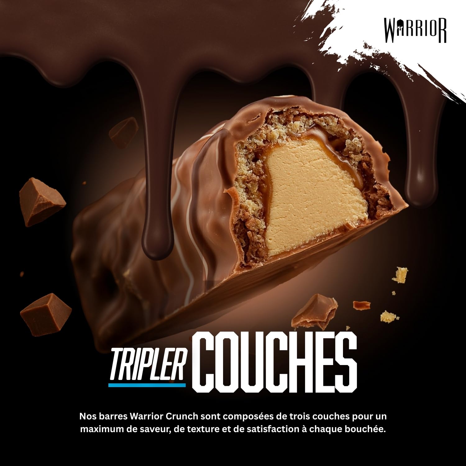 Barres hyperprotéinées Warrior Crunch 20 g - Barre à faible teneur en sucre et en glucides - paquet de 12 x 64 g - incroyablement savoureuse - garantie halal (Pâte à cookies aux pépites de chocolat)