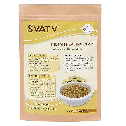 SVATV Fuller's Earth Powder Multani Mitti Arcilla curativa india Máscara facial purificadora de poros de piel profunda para cuidado de la piel y