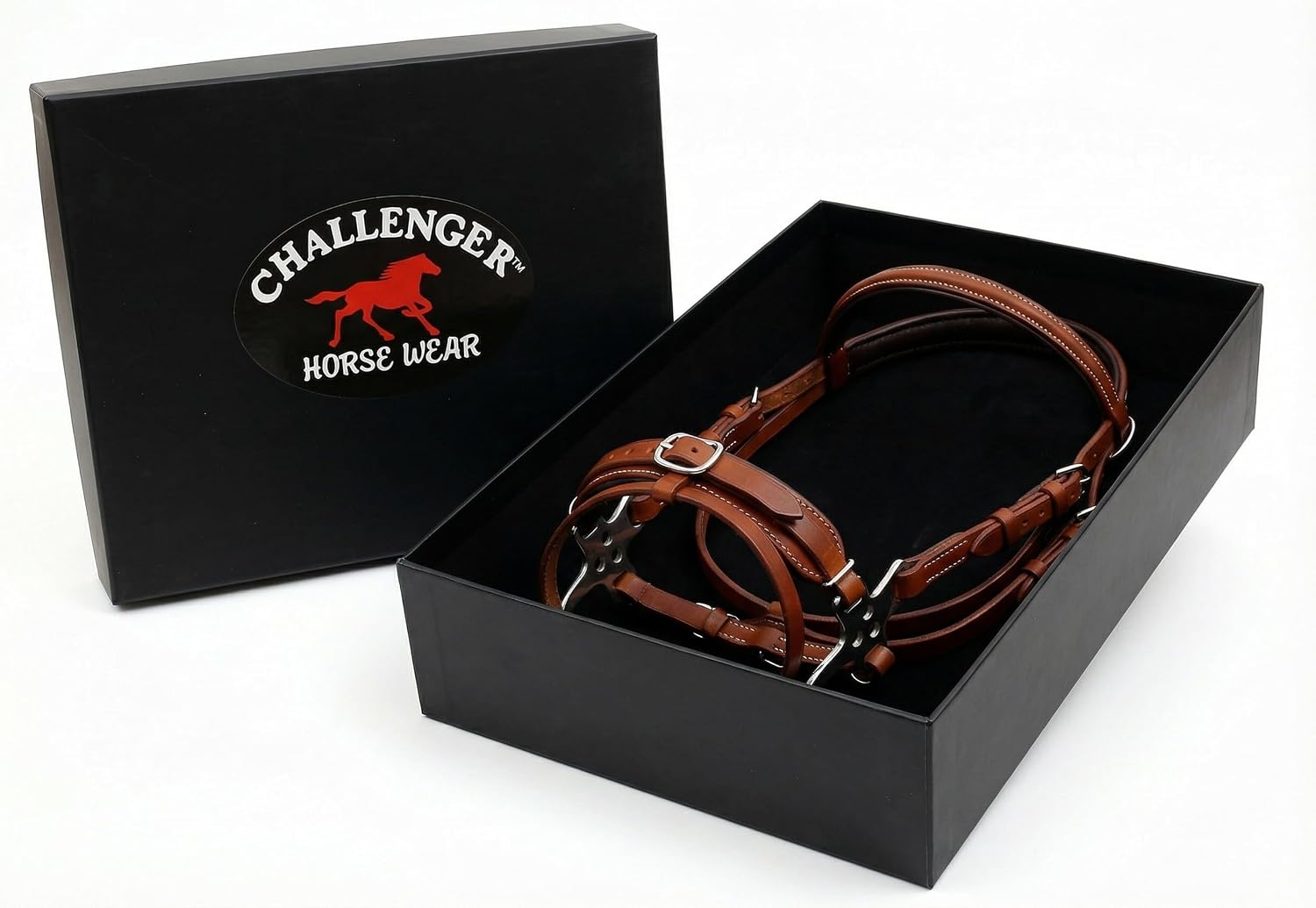 CHALLENGER Horse Western English Leather Bitless Hackamore 7" Shank Adjustable Nose 35153