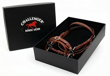 CHALLENGER Horse Western English Leather Bitless Hackamore 7" Shank Adjustable Nose 35153