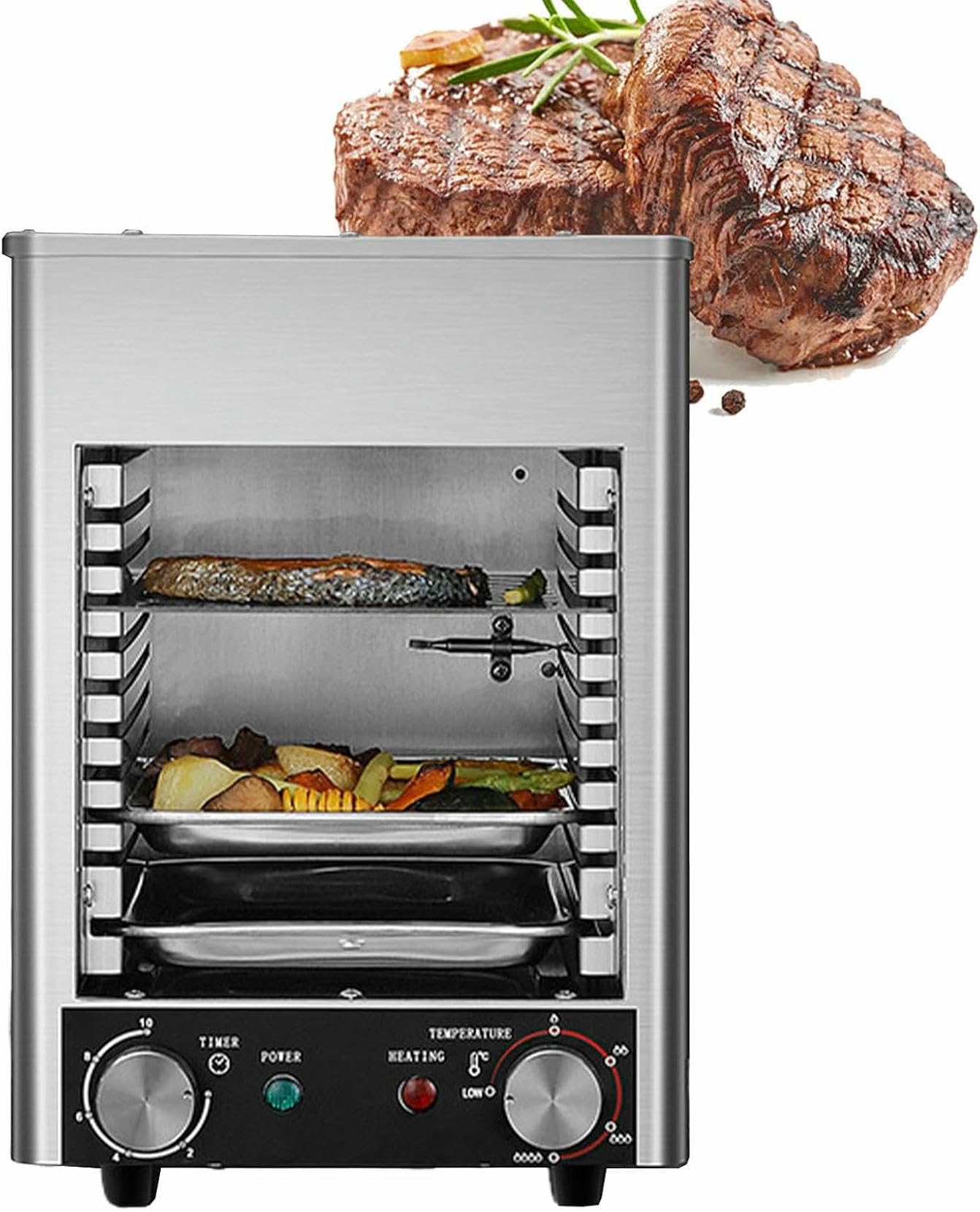 Komercyjny Blat 1700 W, Elektryczny Grill Stekowy, 800 ℃ Regulowana Temperatura - 5 -Minutowe Podgrzewanie - 10 Minut Czasu