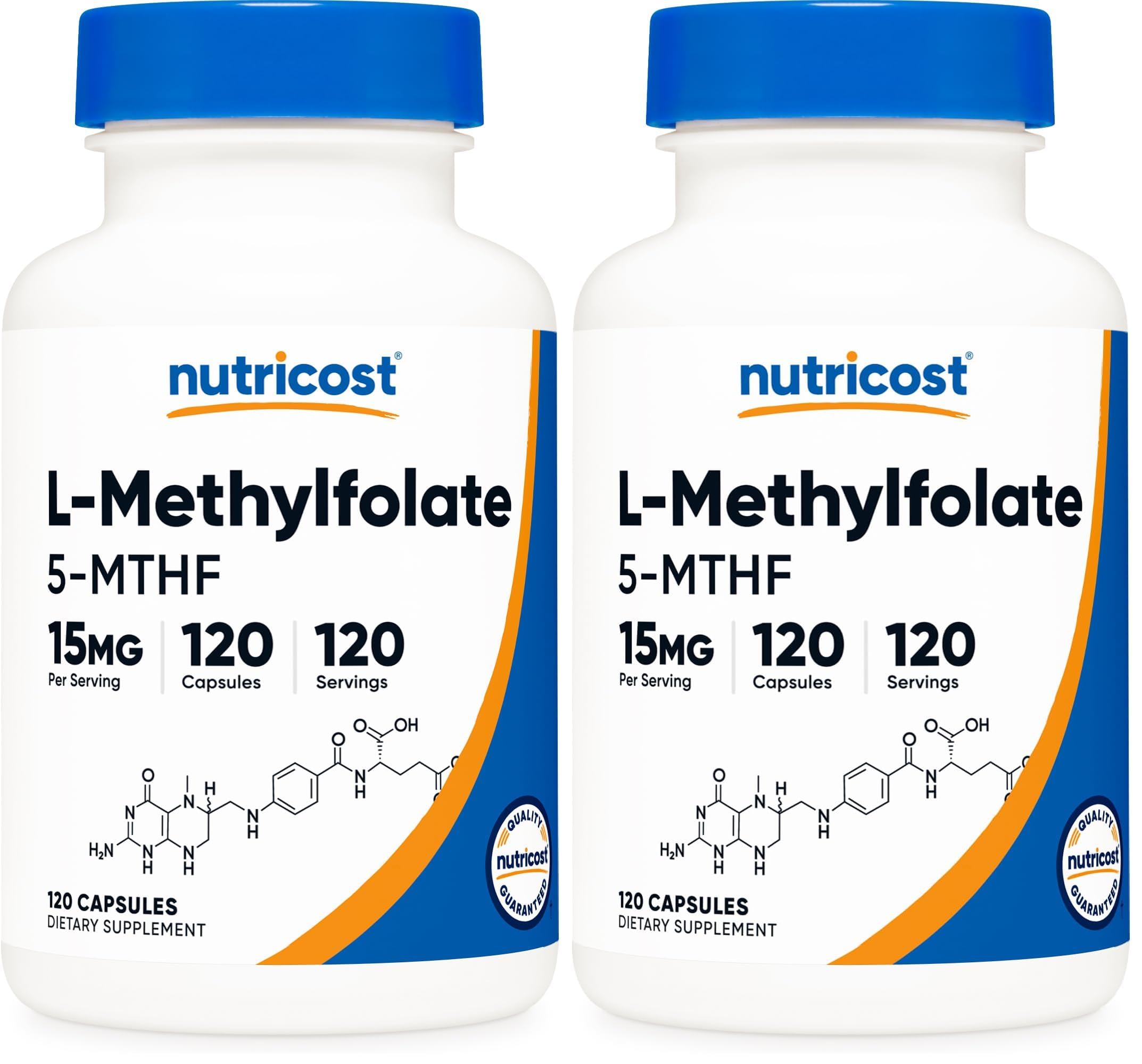 Nutricost L-Methylfolate 15mg, 120 Capsules (5-MTHF) - Vegan, Non-GMO, Gluten Free (Pack of 2) 120 Count (Pack of 2)