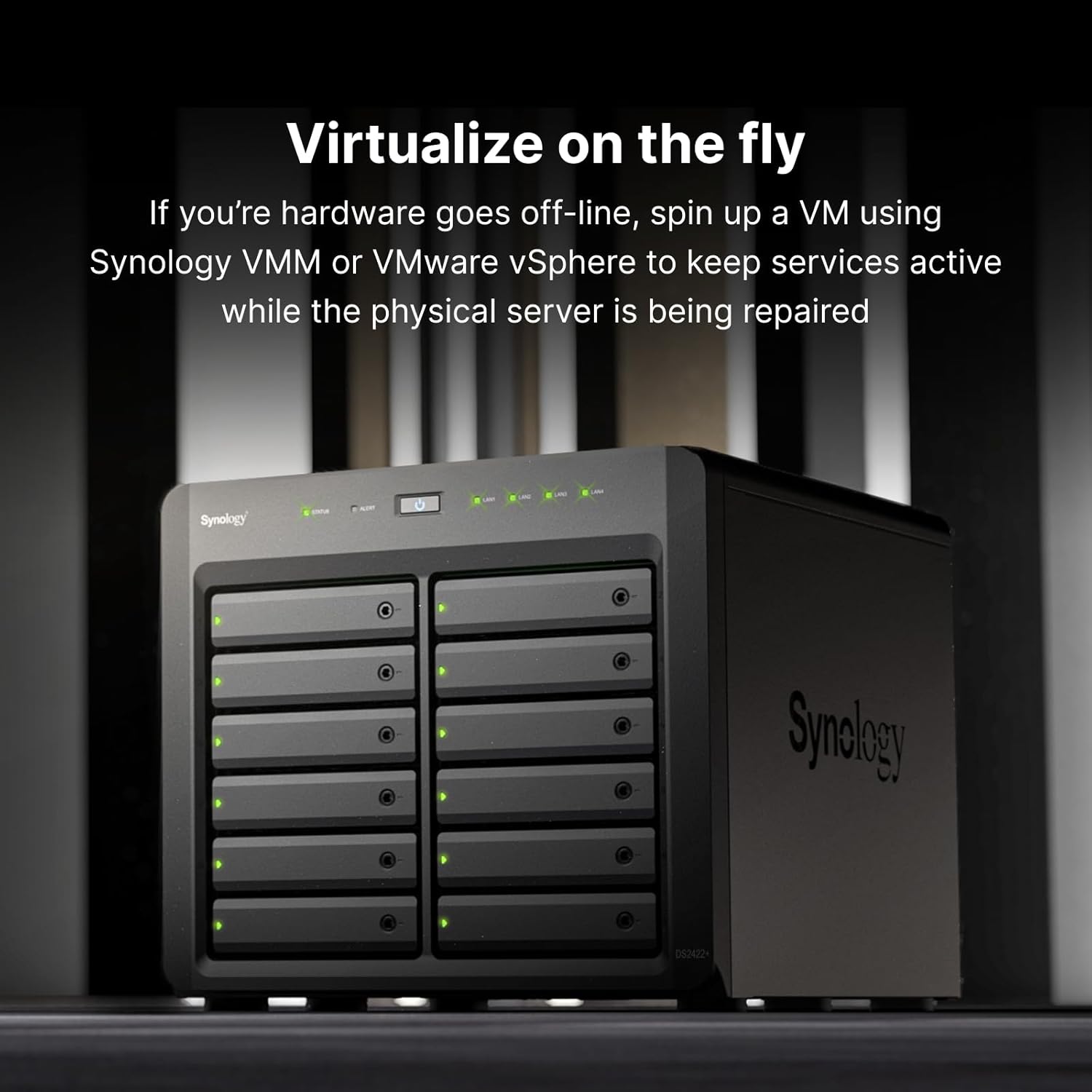 Synology DiskStation 12 Bay DS2422+ Quad Core CPU with 4GB Memory (Diskless), Black