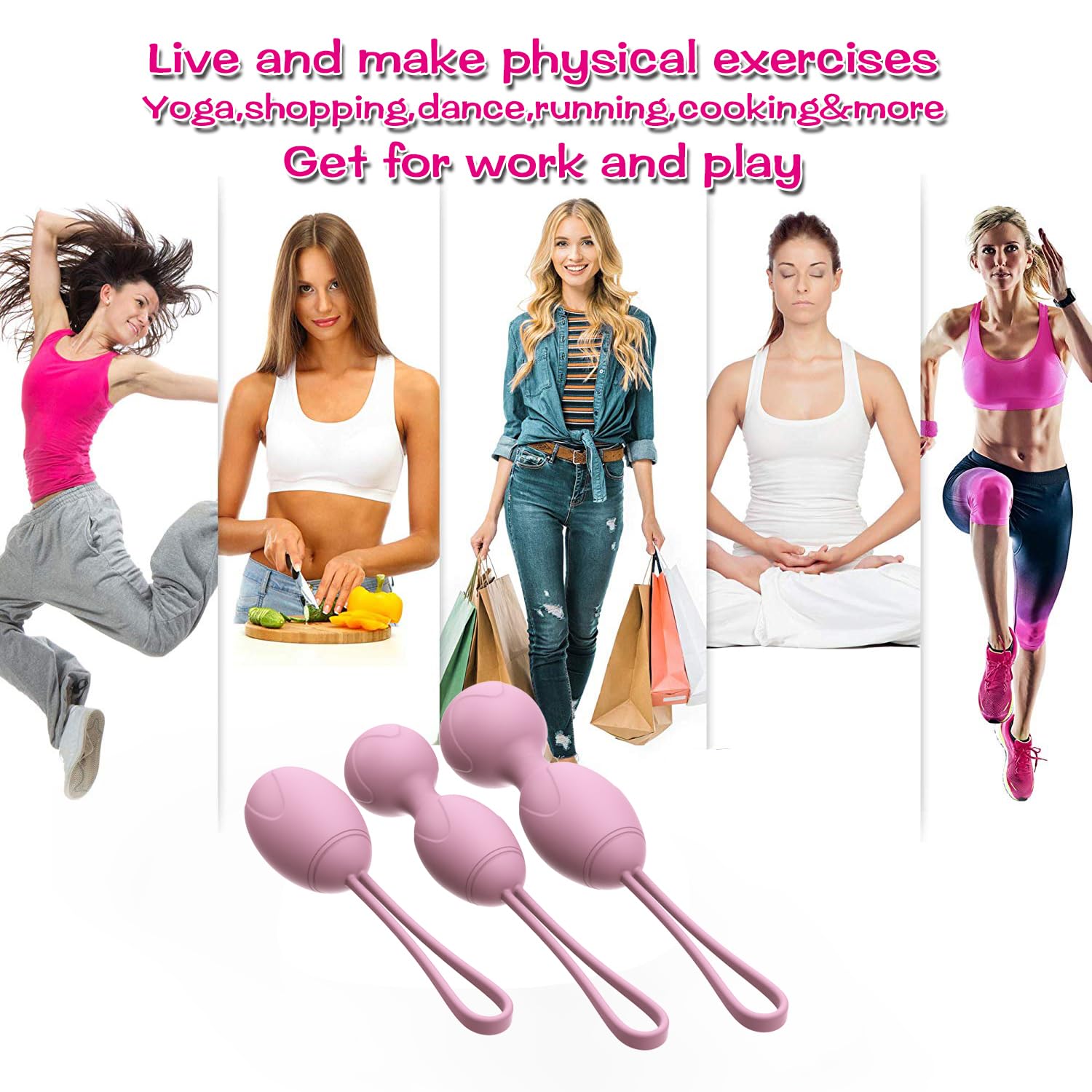 Kegel Balls Kit Exercise Weights,Kegel Balls da 3 per il controllo della vescica e dei muscoli del pavimento pelvico - Raccomandate dal medico (rosa)