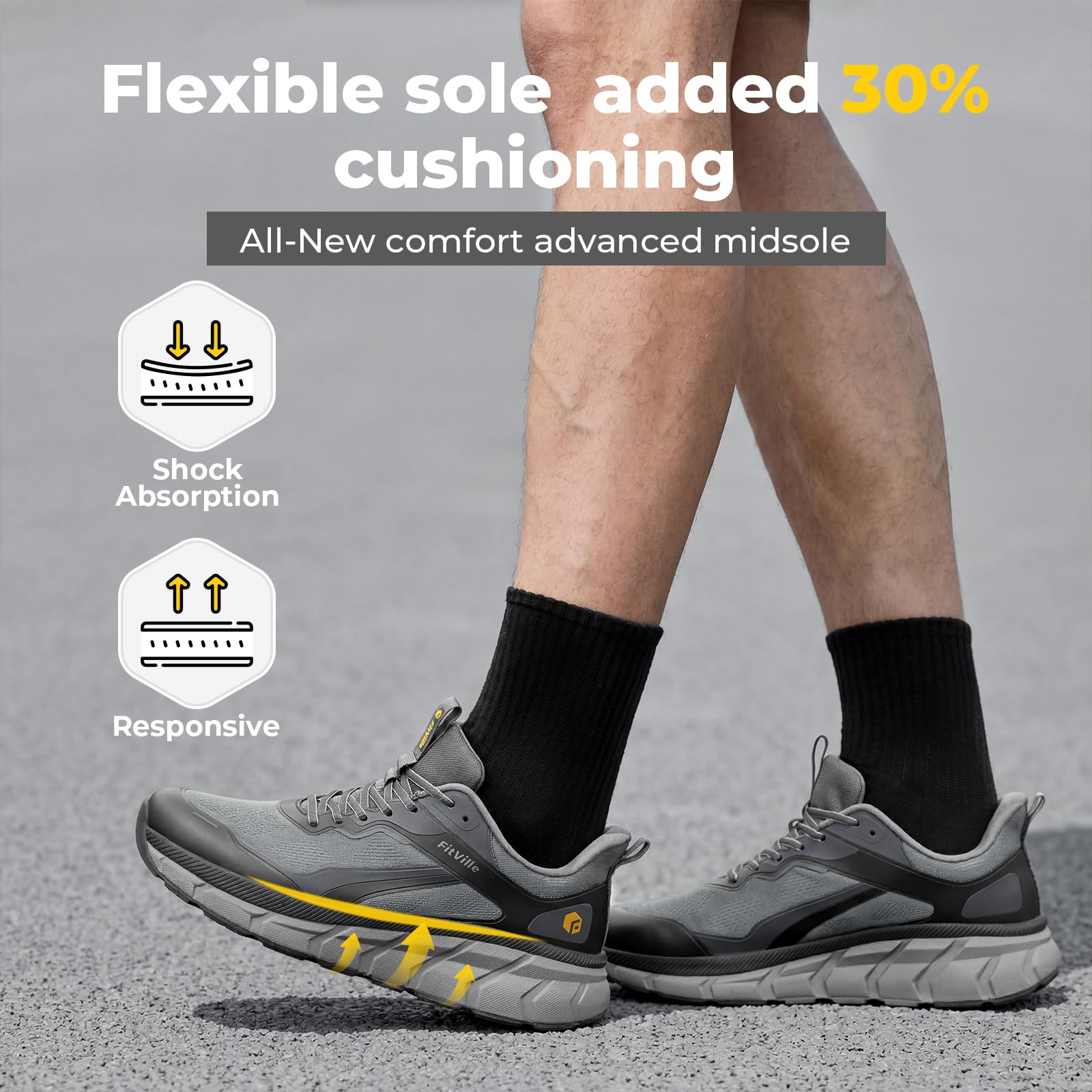 FitVille Extra Weit Laufschuhe Herren Sportschuhe Atmungsaktive Traillaufschuhe Leicht Joggingschuhe Walking Schuhe Gr.40-50