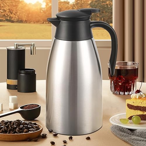 Miniatura 39 de Jarra de café de 68 onzas con aislamiento térmico de acero inoxidable para café, agua caliente, té, bebidas calientes, mantiene 12 horas calientes