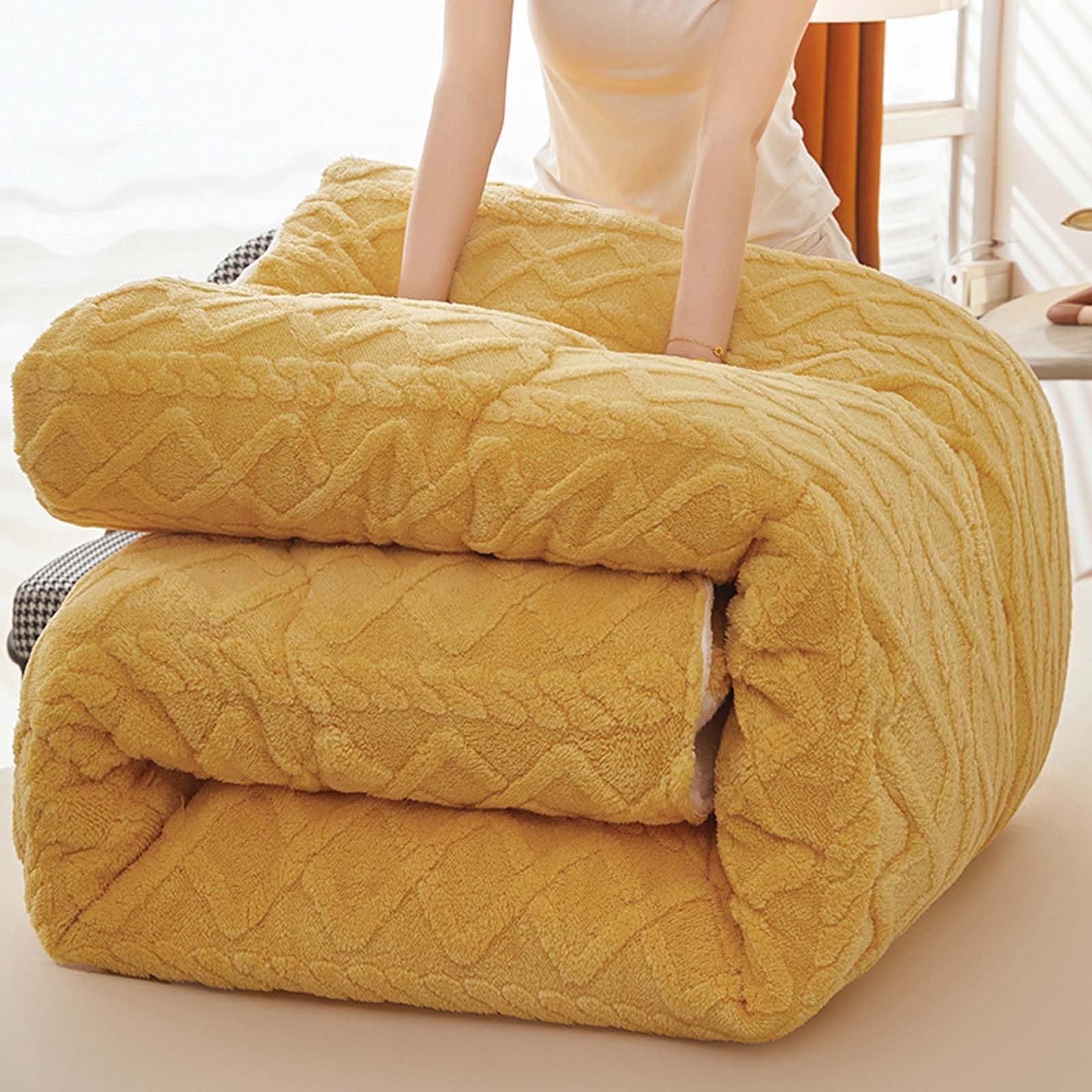 Double-Sided Velvet Winter Quilt, Super Warm Lamb Quilt Winter Blanket, Luxury Flannel Fleece Thick Bed Blanket,Breathable Warmth Fluffy Plush Sided Velvet Blanket(B,180x220cm(3.5KG))