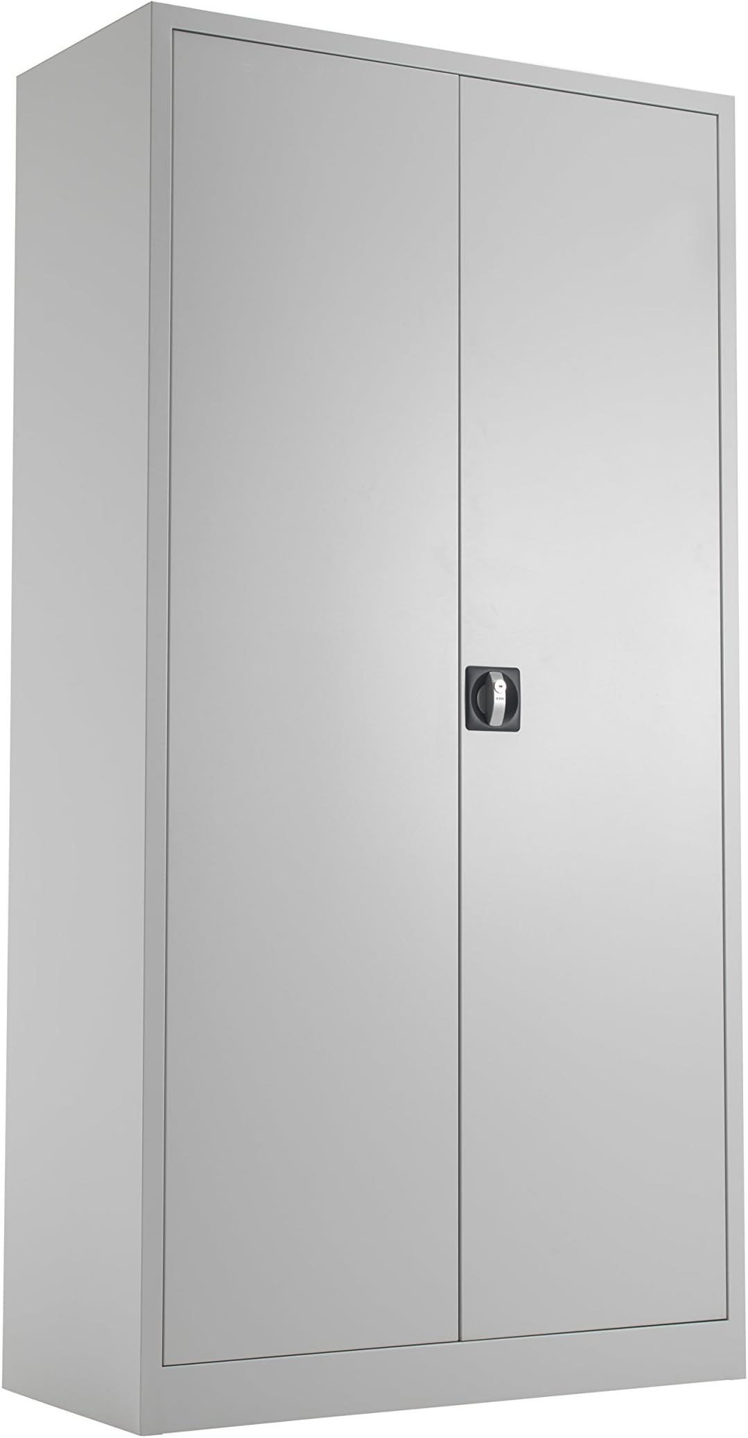 Office Hippo Steel Storage Cabinet, Lockable, Double Door, 4 Adjustable Shelves, 50kg Capacity, Grey, 179cm H
