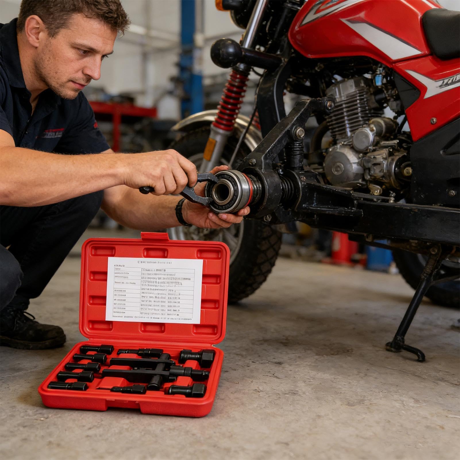 Estrattore Cuscinetti Interni Moto Strumento Preciso a Incasso con Astuccio | Kit Estrattore Cuscinetti Ruota Moto per Meccanici e Appassionati nell'Officina di Casa